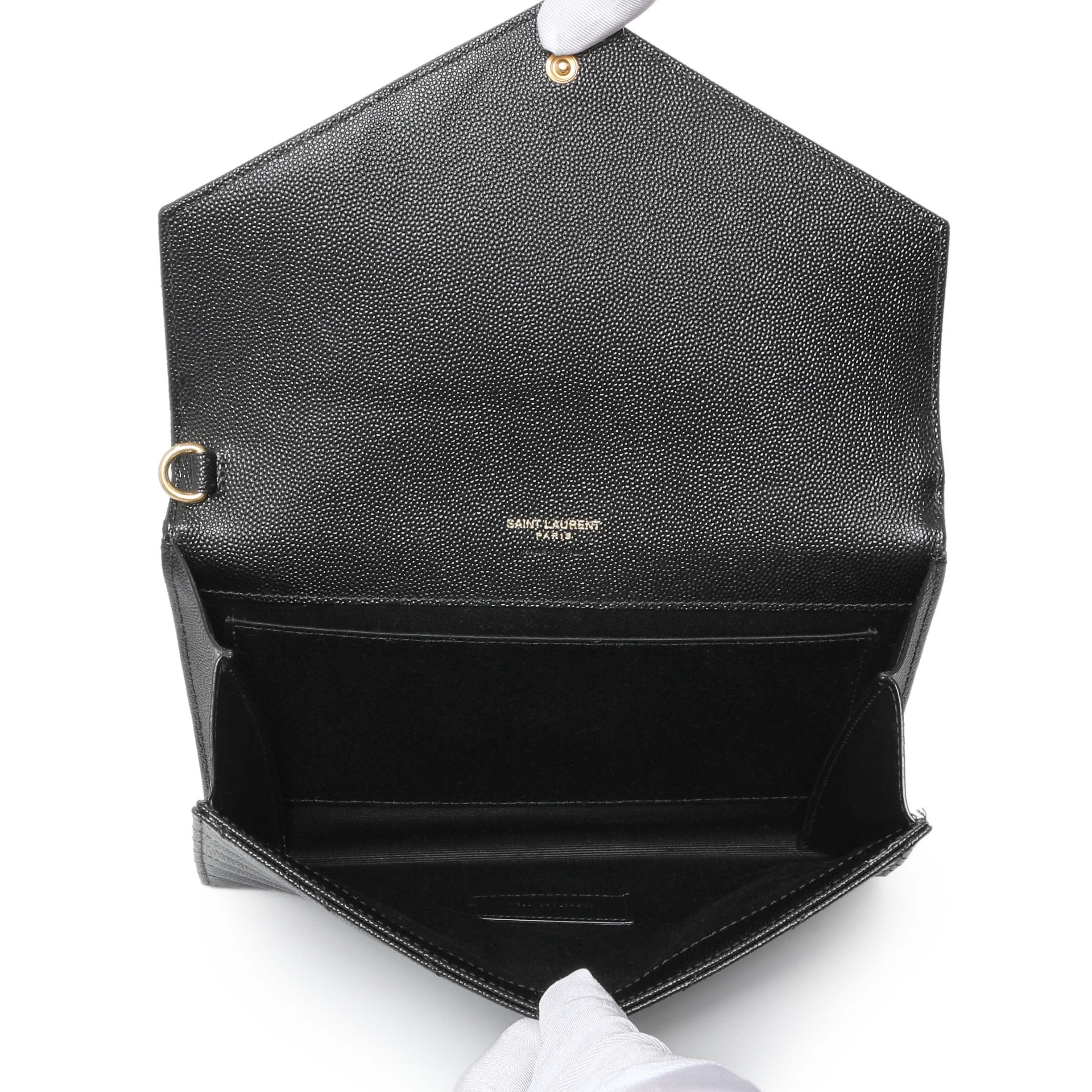 Saint Laurent Grain De Poudre Matelasse Chevron Monogram Envelope Clutch