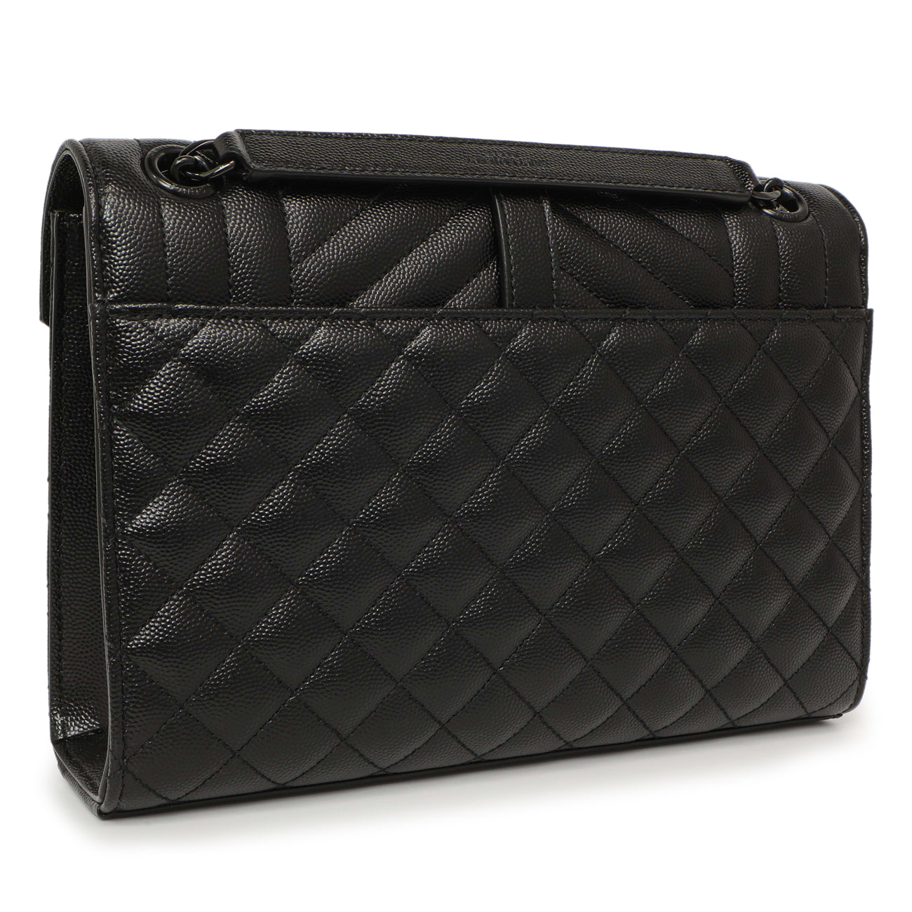 Saint Laurent Black Grain De Poudre Textured Mixed Matelasse Medium Triquilt Monogram Envelope Satchel