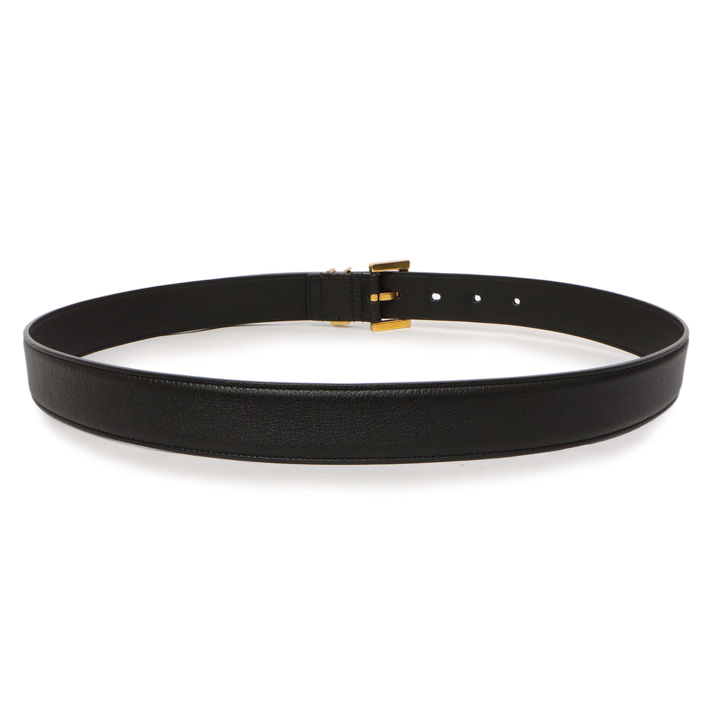 Saint Laurent Black Smooth Calfskin Monogram Square Buckle Belt