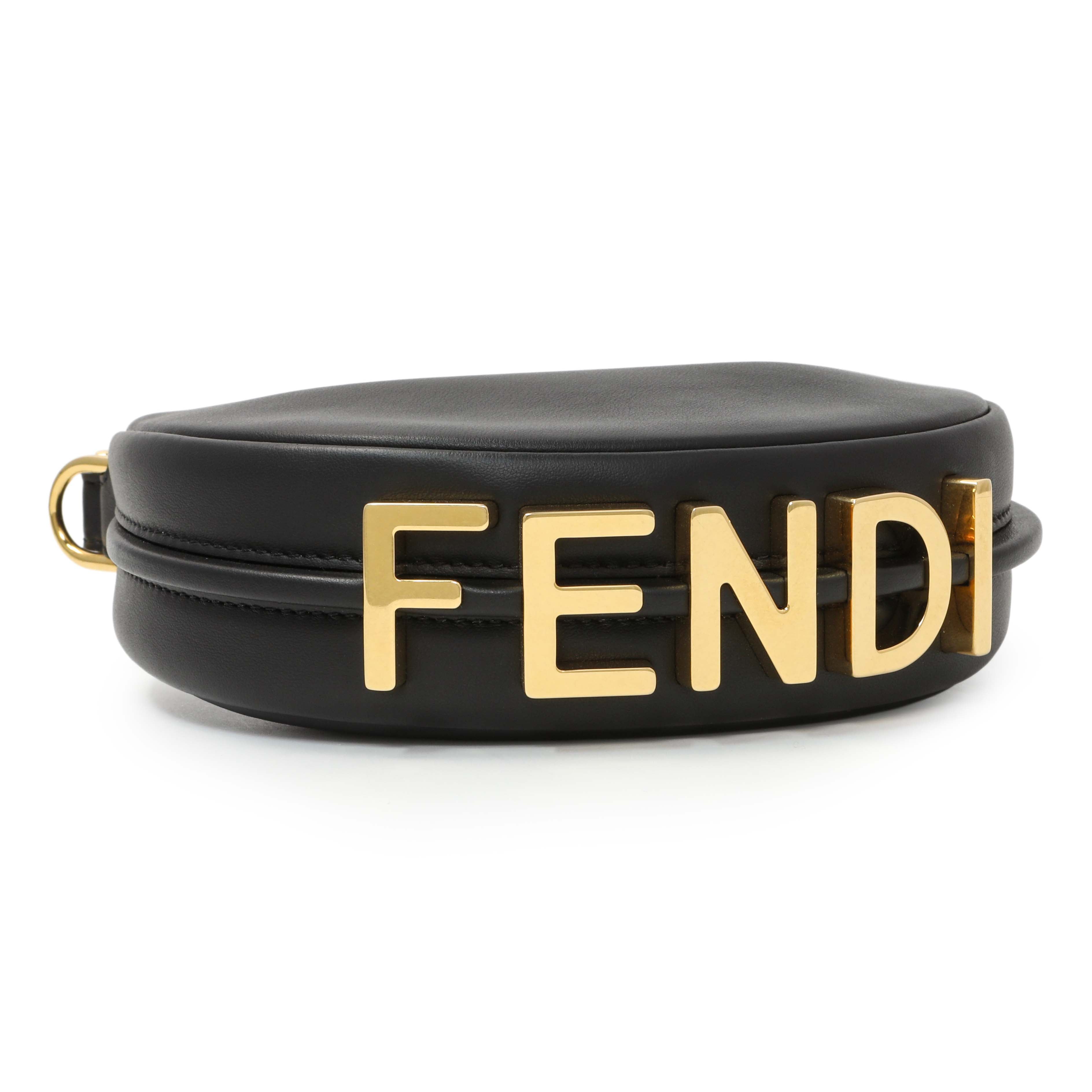 Fendi Black Vitello Grace Nano Fendigraphy Hobo Charm
