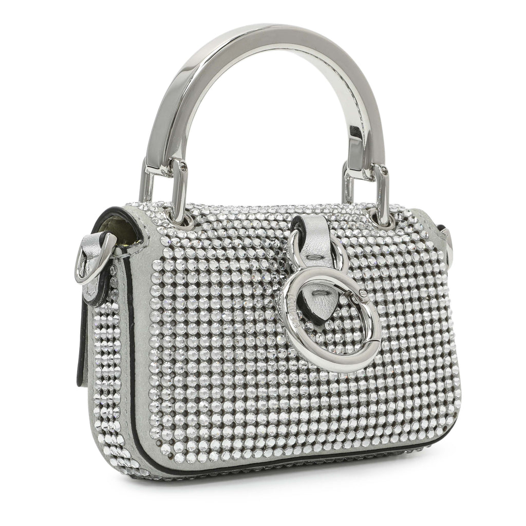 Fendi Grey Nubuck Crystal Nano Baguette Charm