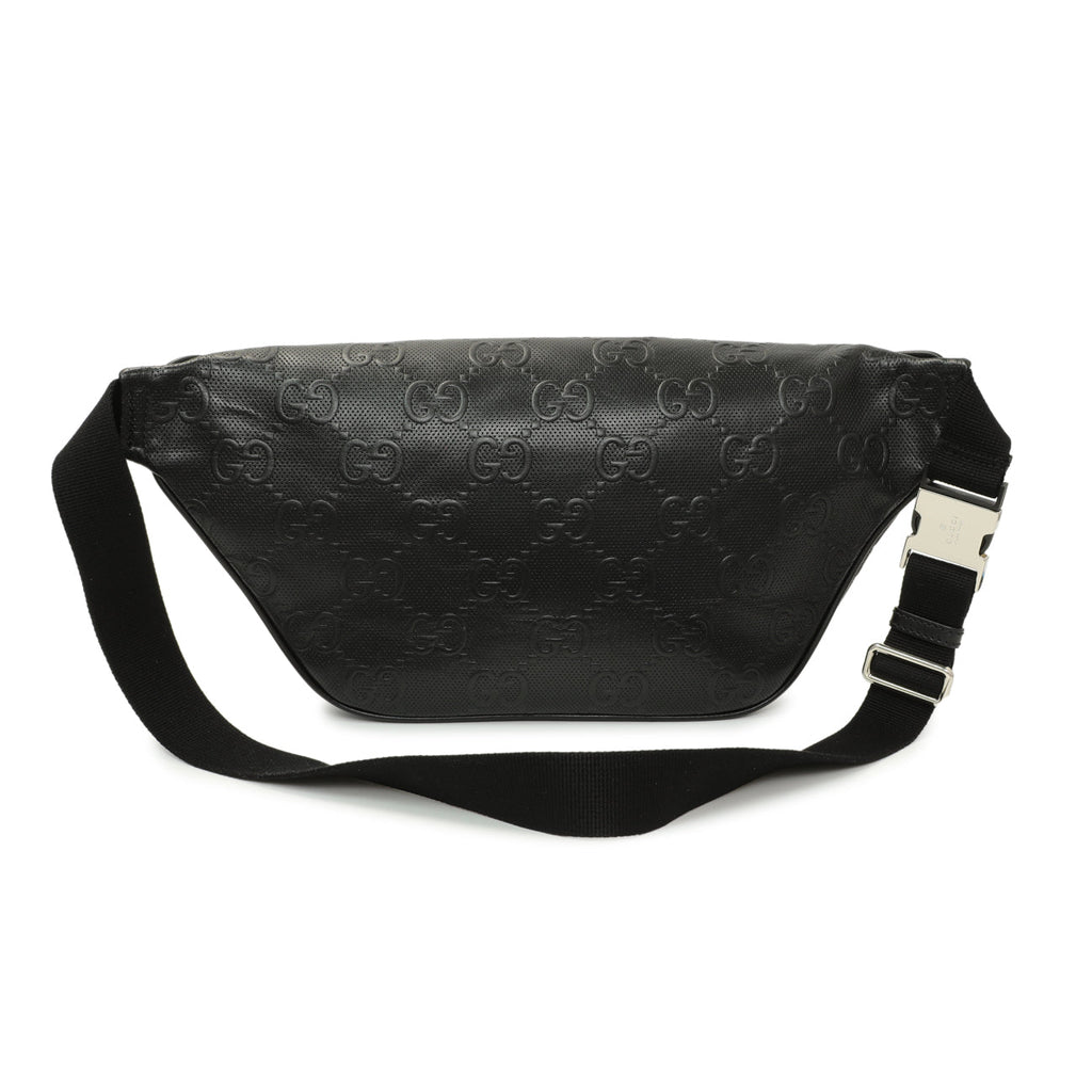 Gucci Black Calfskin GG Tennis Embossed Pocket Belt Bag