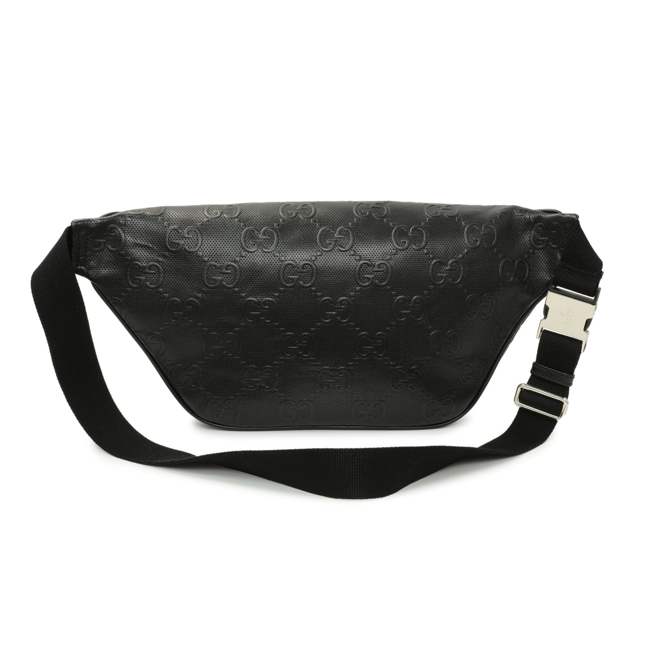 Gucci Black Calfskin GG Tennis Embossed Pocket Belt Bag