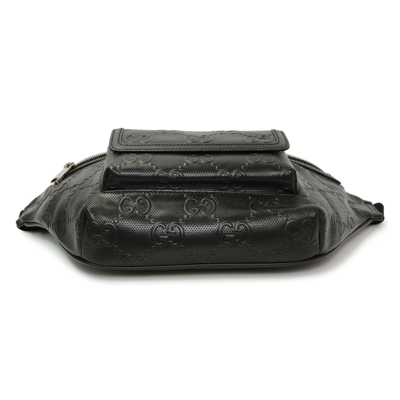 Gucci Black Calfskin GG Tennis Embossed Pocket Belt Bag