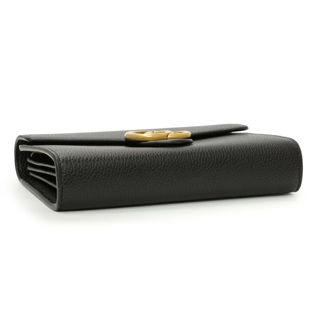 Gucci Black Calfskin GG Marmont Chain Wallet