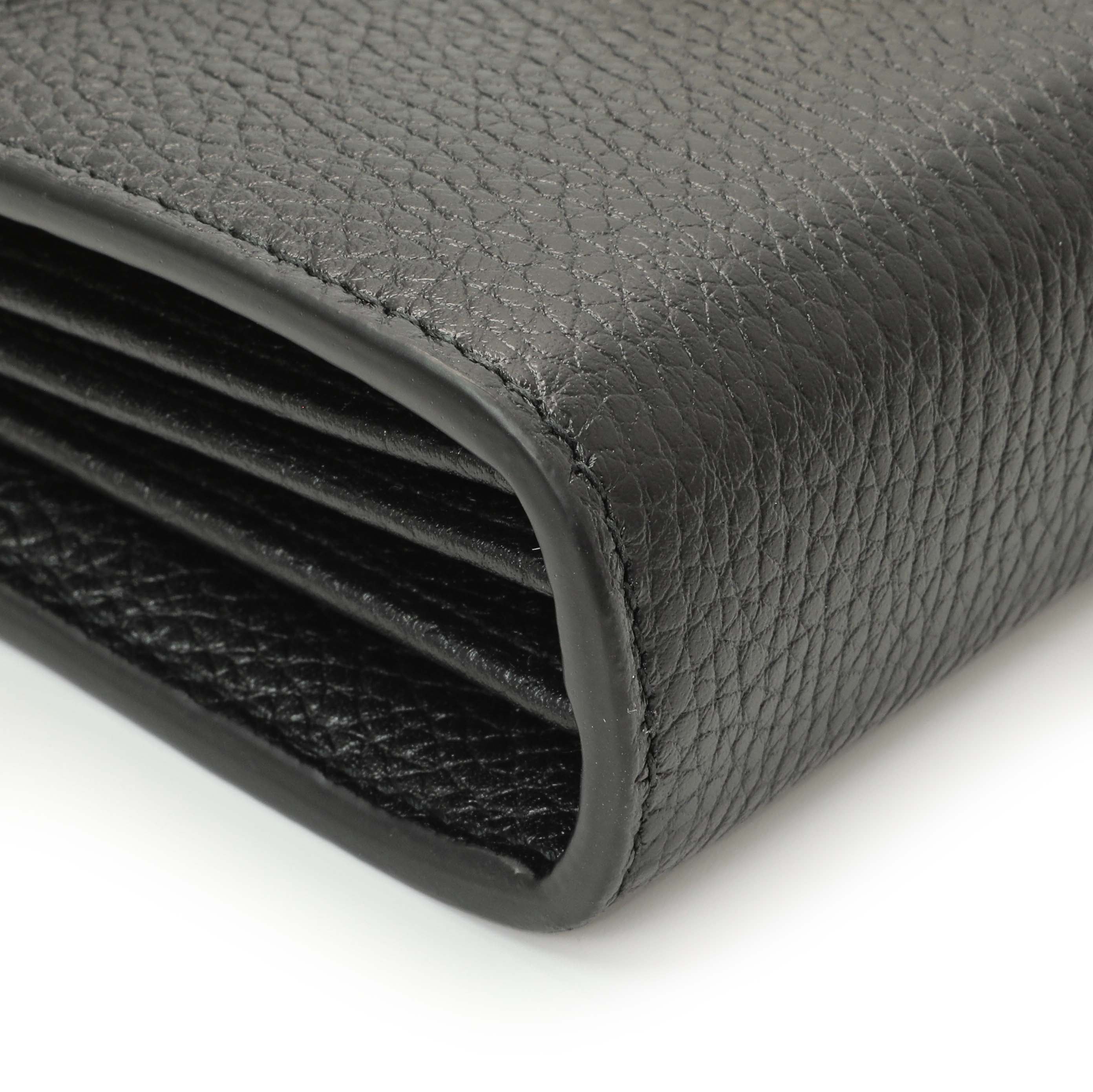 Gucci Black Calfskin GG Marmont Chain Wallet