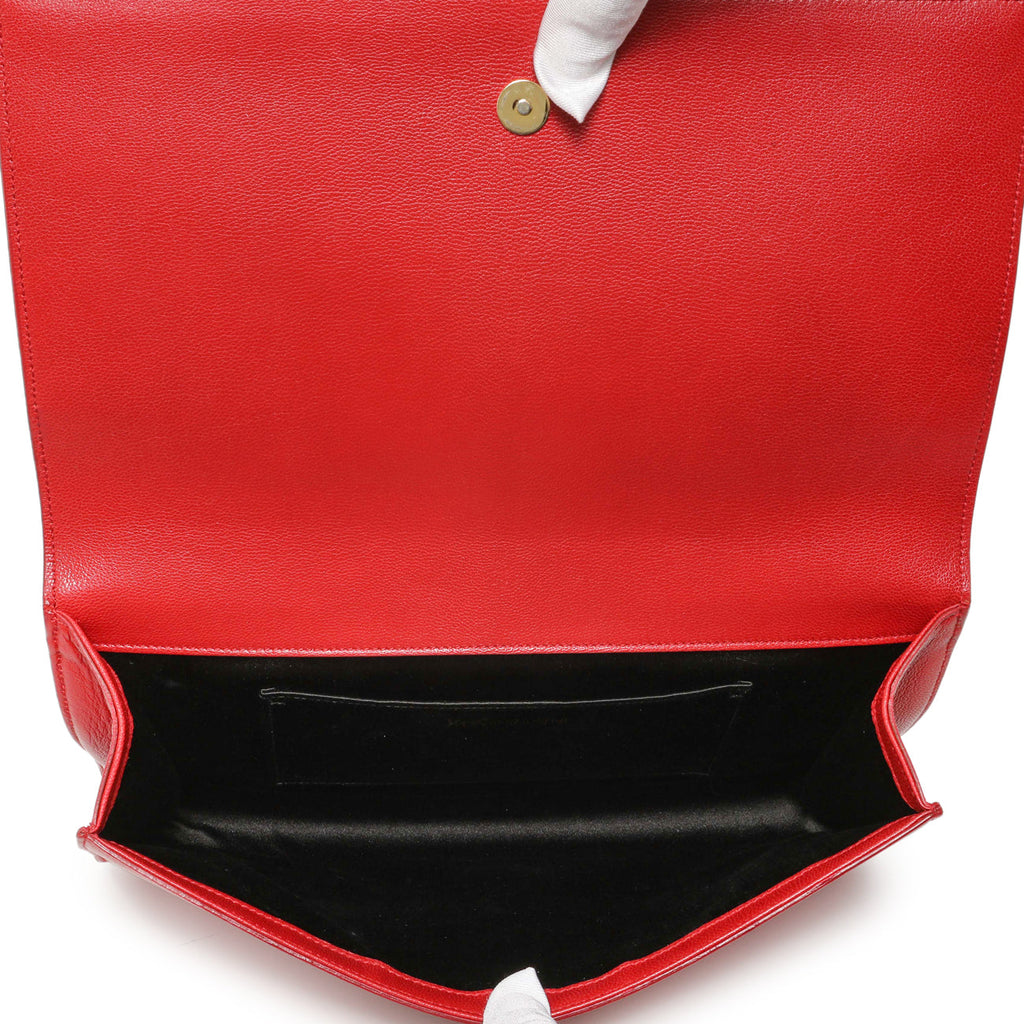 Saint Laurent Red Calfskin Monogram Belle de Jour Clutch