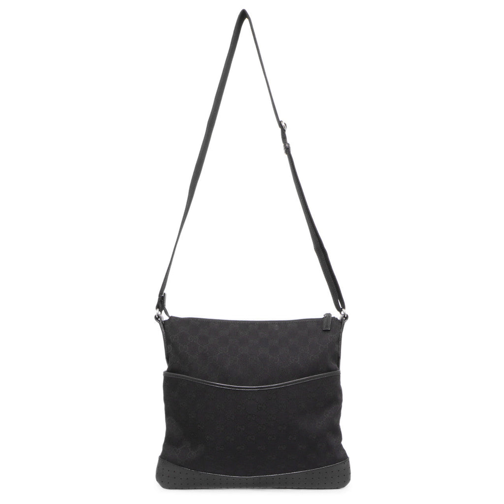Gucci Black Monogram Perforated Flat Messenger