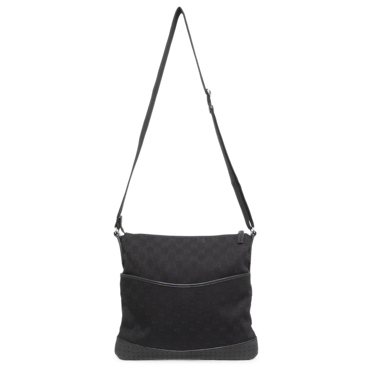 Gucci Black Monogram Perforated Flat Messenger