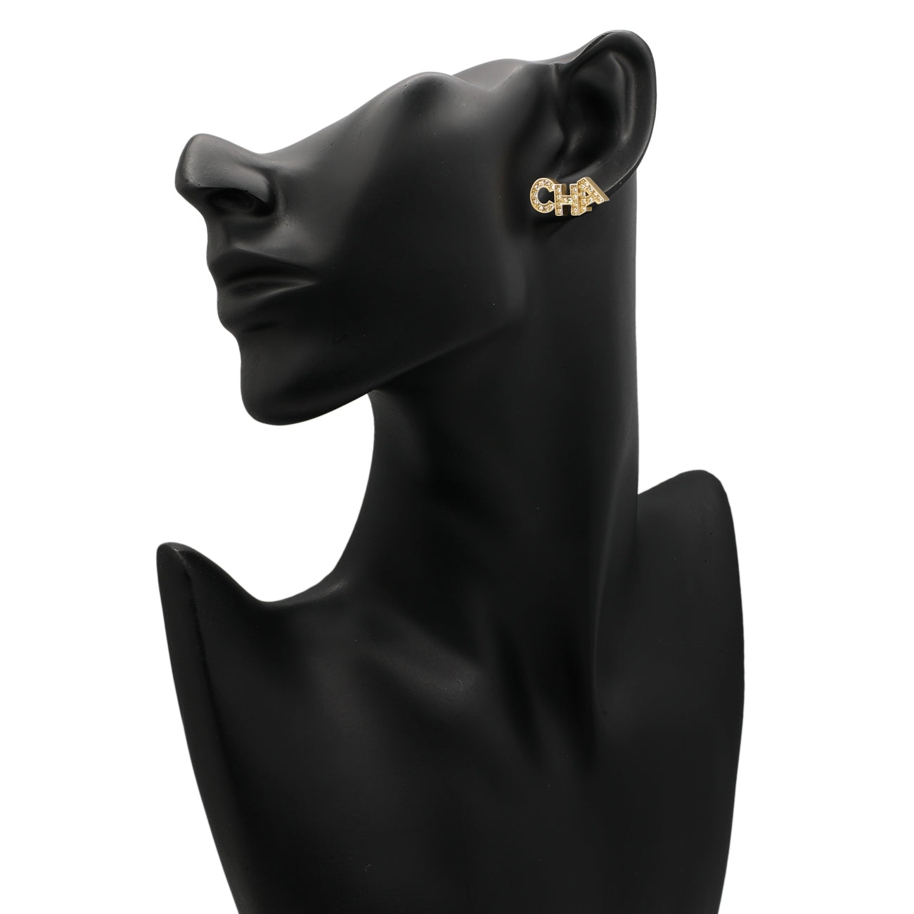 Chanel Crystal Cha-Nel Earrings