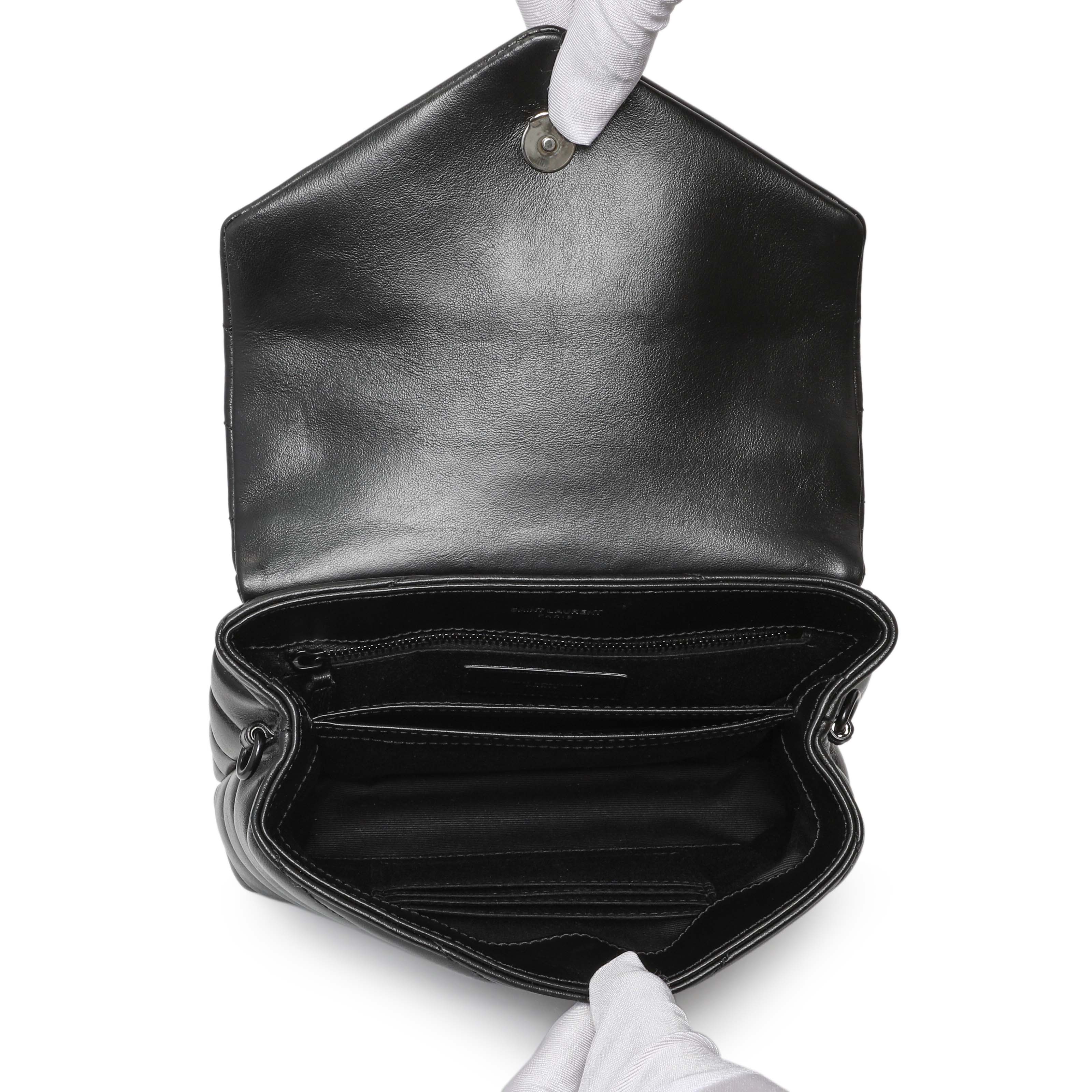 Saint Laurent Black Calfskin Monogram Toy Loulou Crossbody