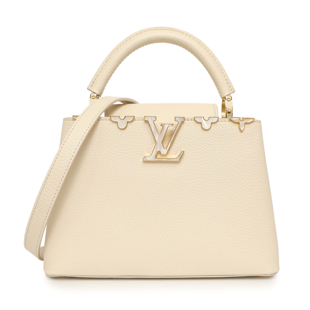Louis Vuitton Creme Nacre Taurillon Flower Crown Capucines BB