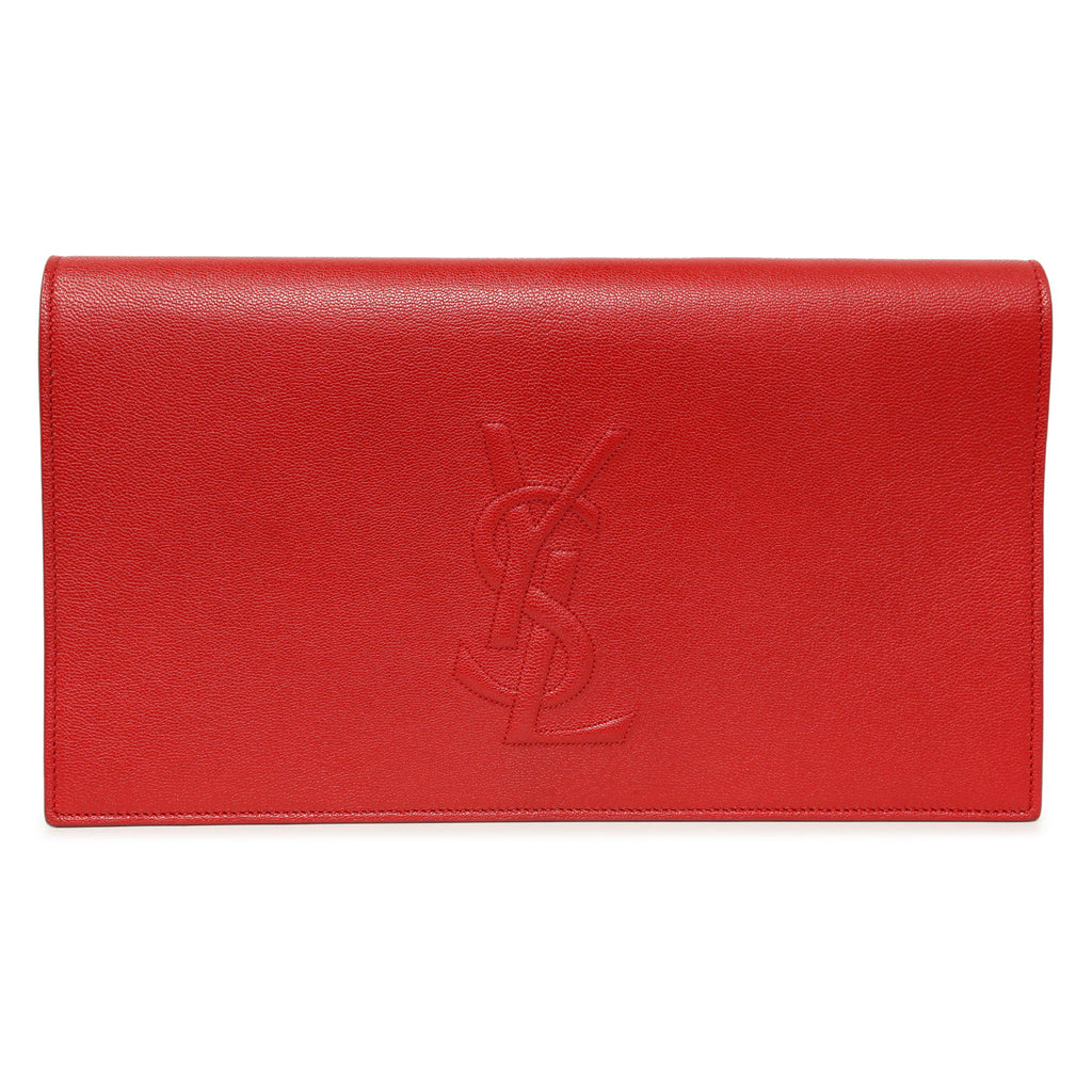 Saint Laurent Red Calfskin Monogram Belle de Jour Clutch