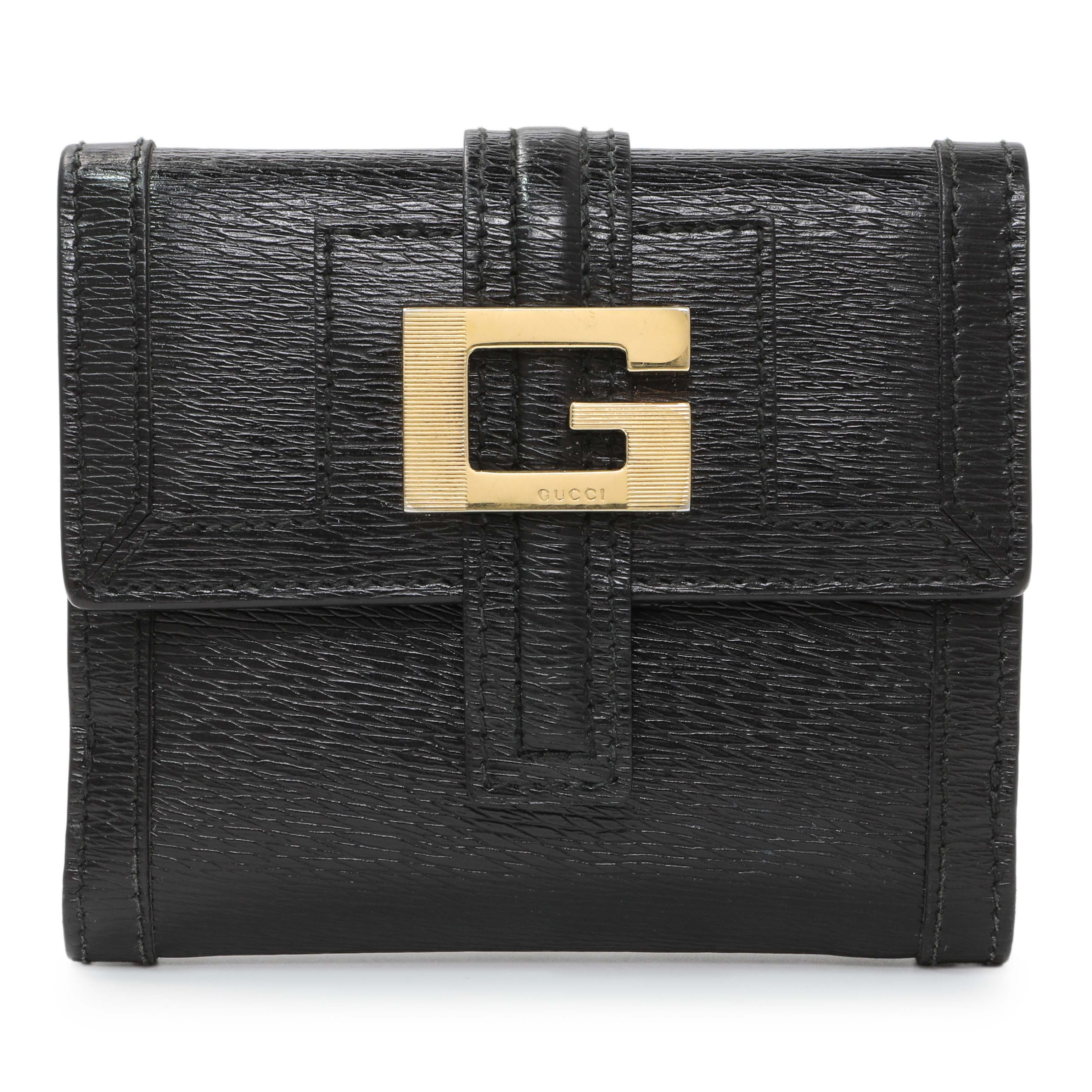 Gucci Black Calfskin Vintage Compact Wallet