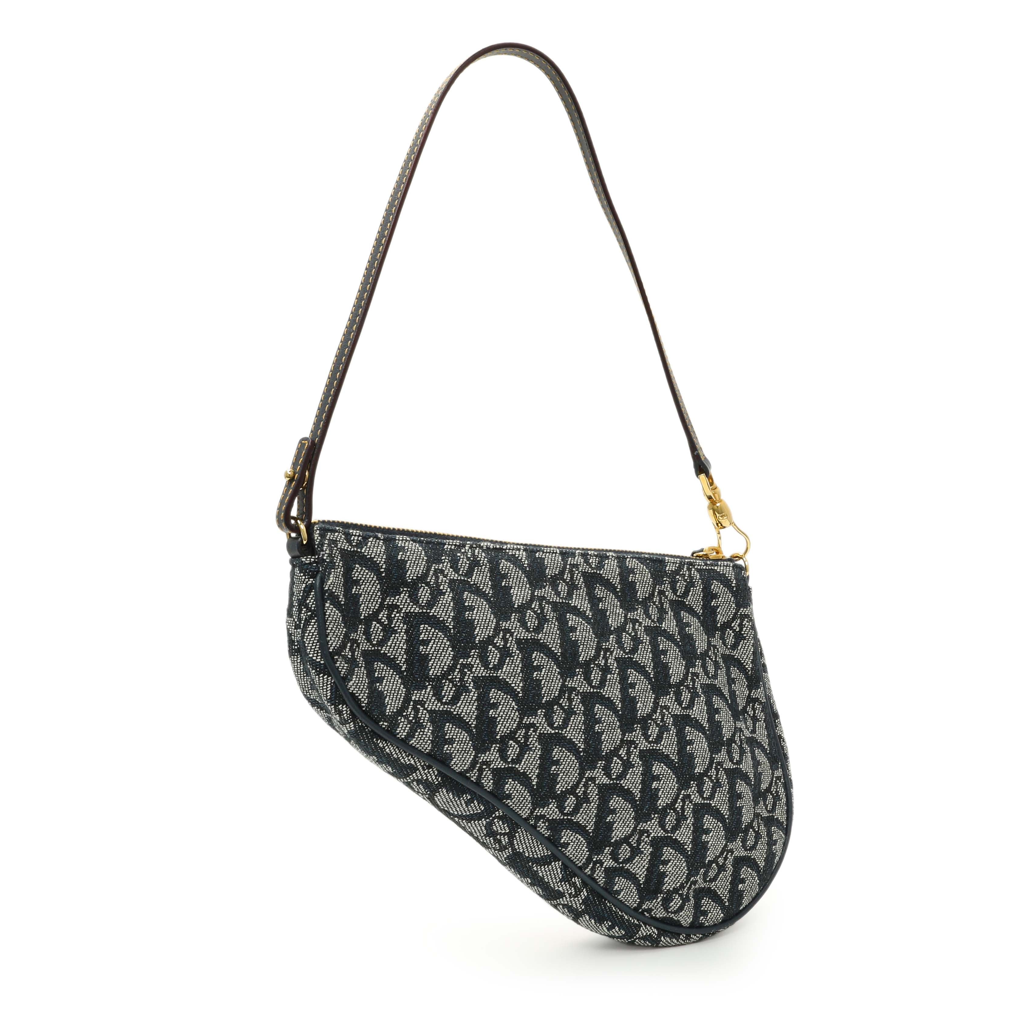 Christian Dior Navy Monogram Mini Saddle Pochette