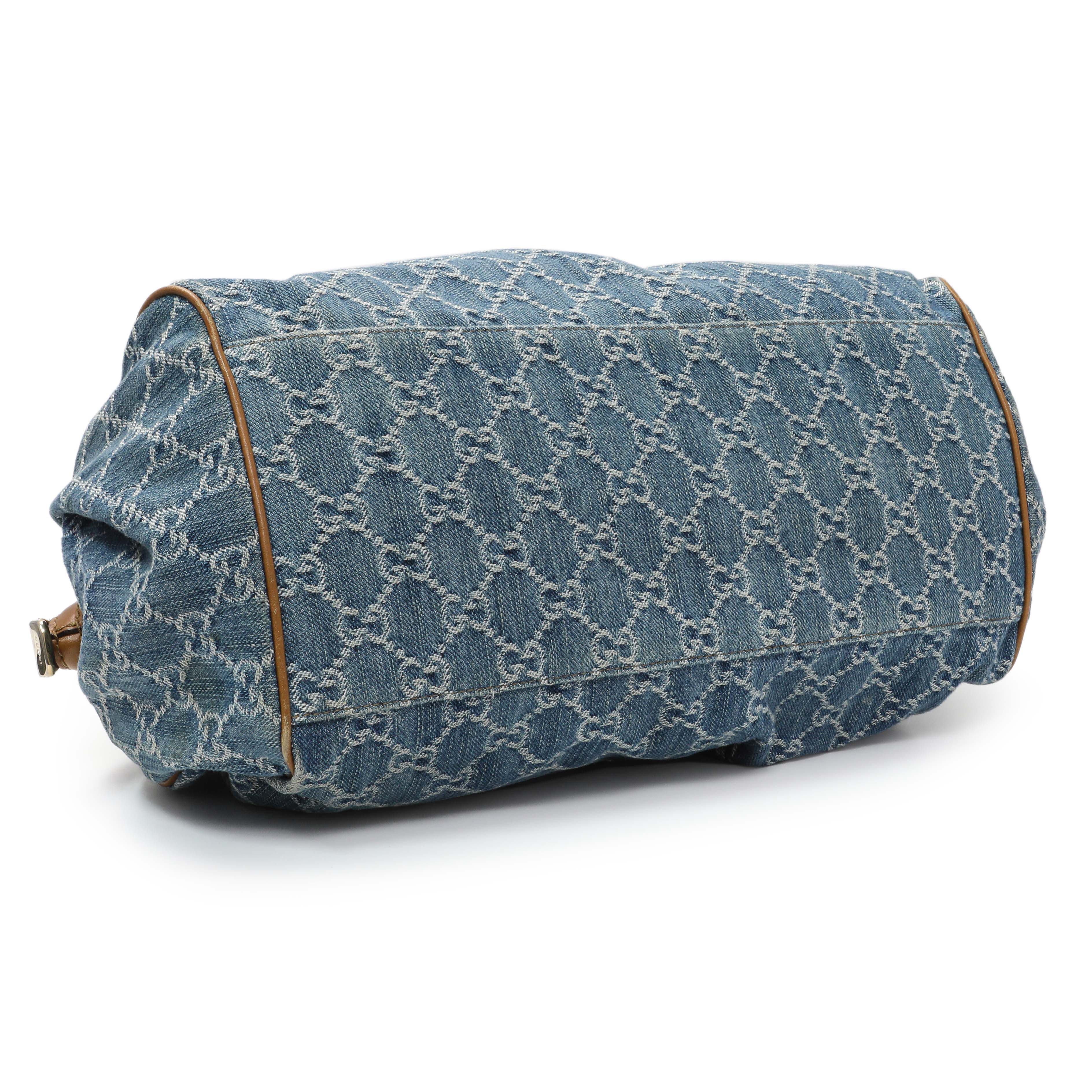 Gucci Denim Monogram Medium Sukey Boston