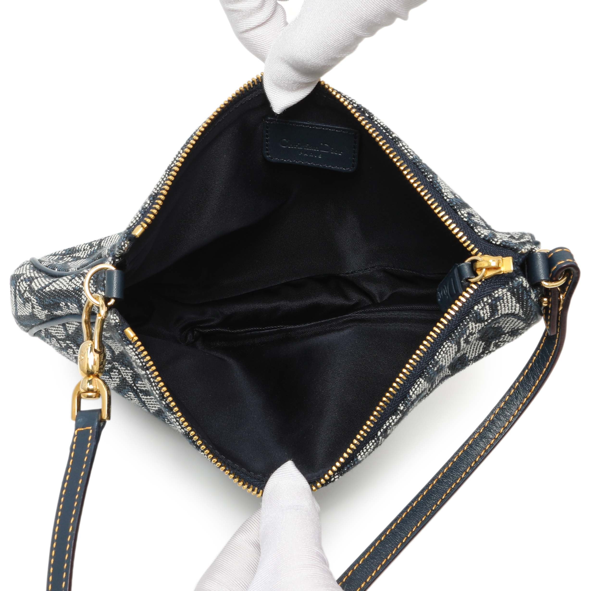 Christian Dior Navy Monogram Mini Saddle Pochette