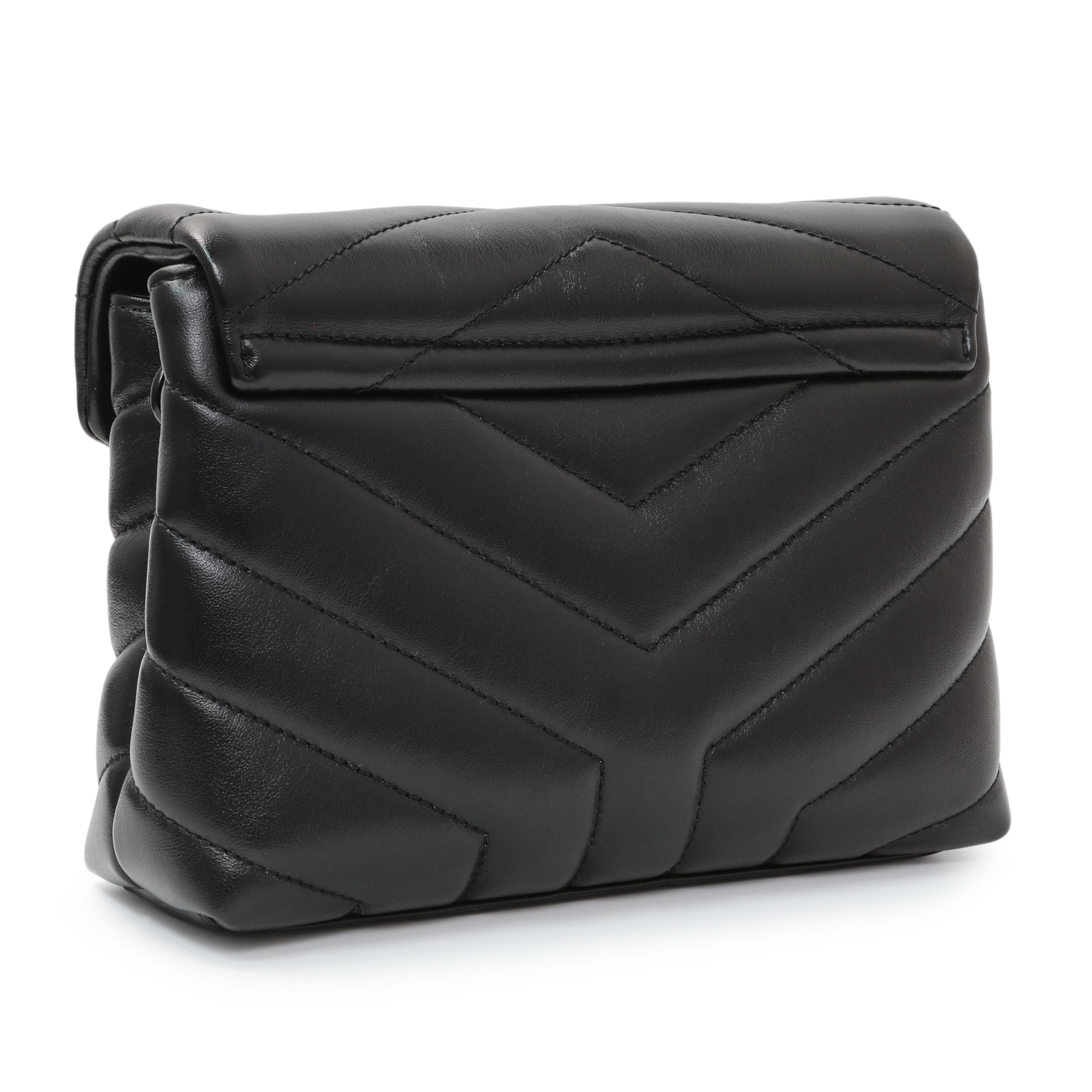 Saint Laurent Black Calfskin Monogram Toy Loulou Crossbody