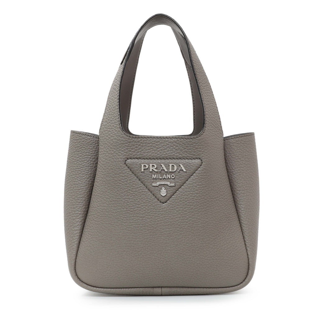 Prada Grey Vitello Daino Soft Mini Dynamique Tote