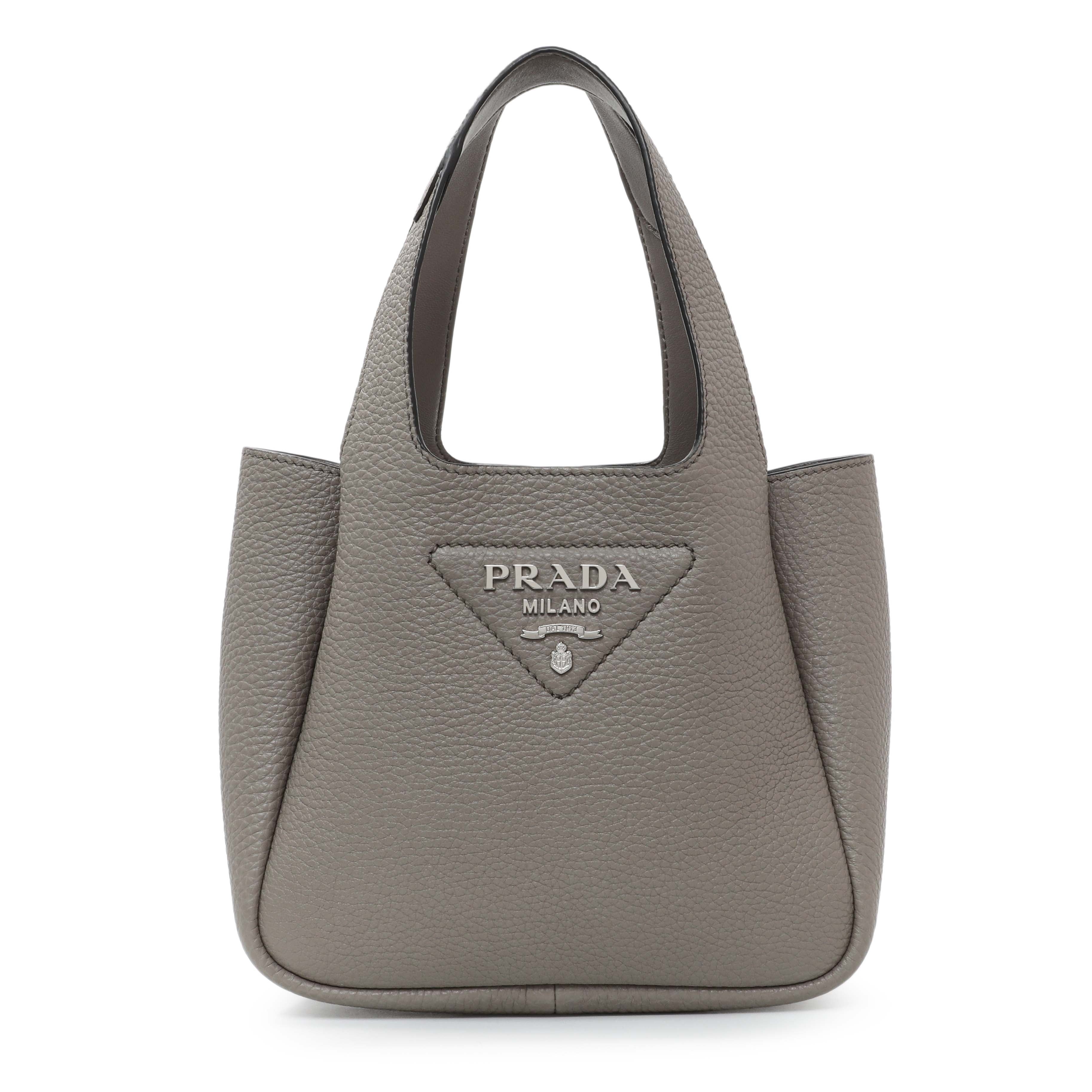 Prada Grey Vitello Daino Soft Mini Dynamique Tote