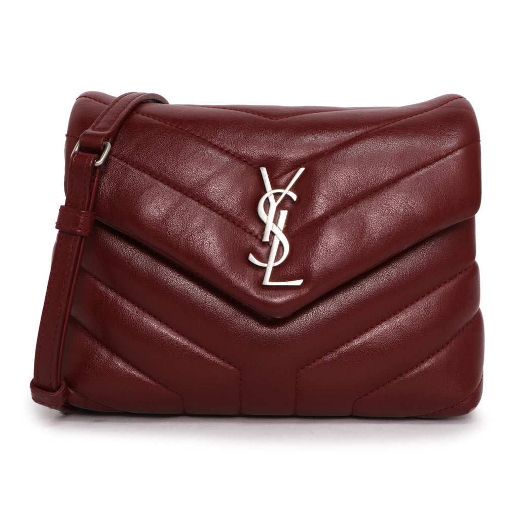 Saint Laurent Burgundy Calfskin Monogram Toy Loulou Crossbody