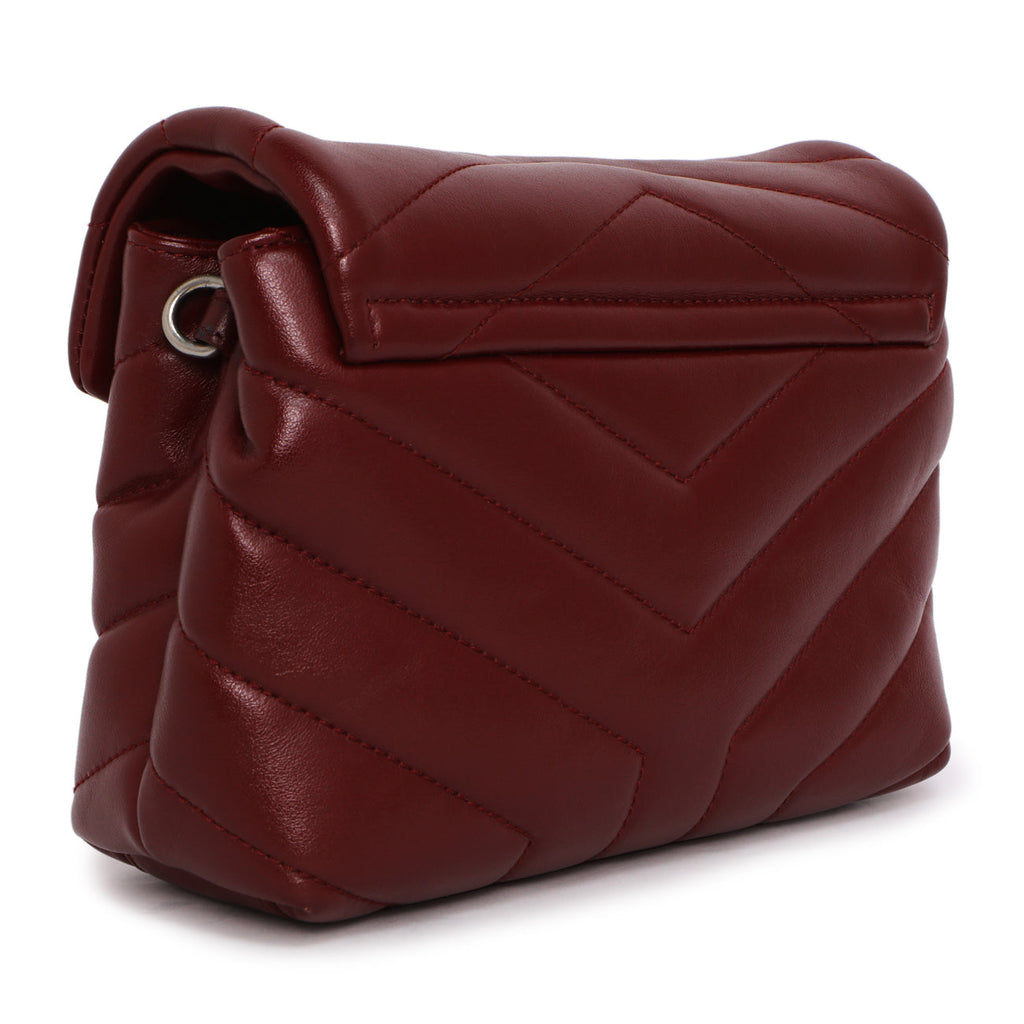 Saint Laurent Burgundy Calfskin Monogram Toy Loulou Crossbody