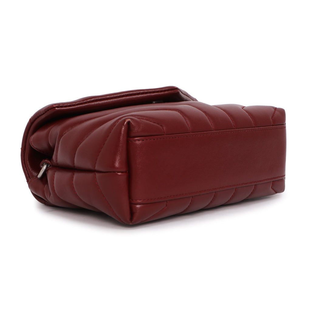 Saint Laurent Burgundy Calfskin Monogram Toy Loulou Crossbody