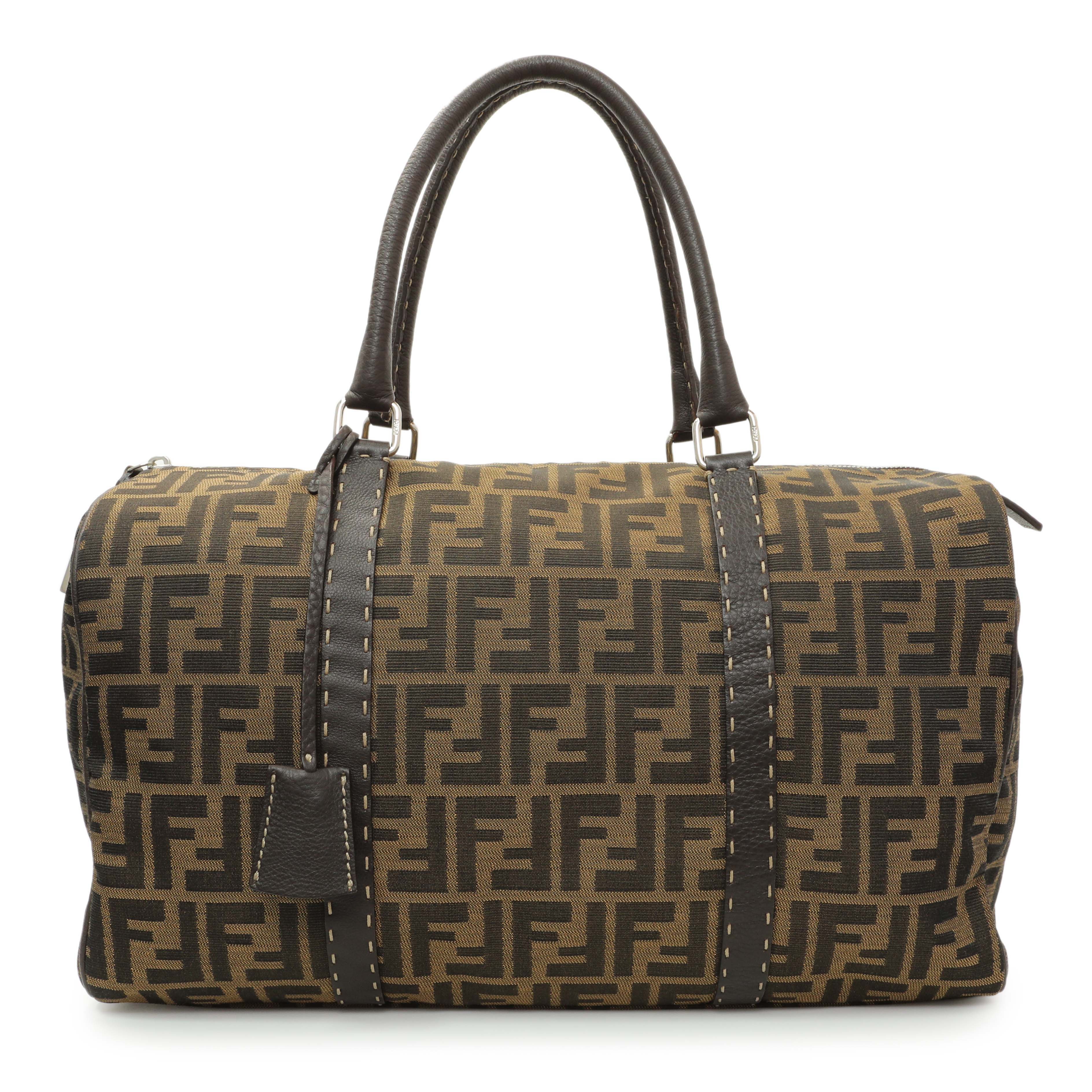 Fendi Zucca Selleria Large Boston Bag