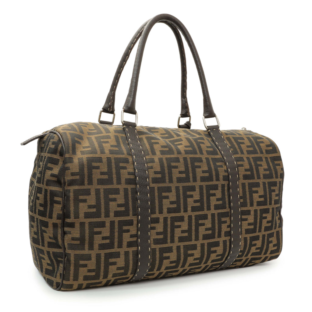 Fendi Zucca Selleria Large Boston Bag