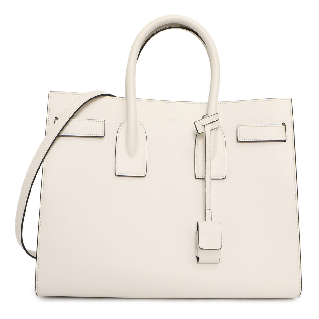 Saint Laurent White Calfskin Small Sac De  Jour