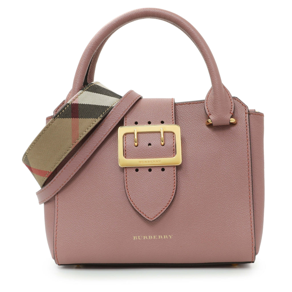 Burberry Dusty Pink Grained Calfskin Small Buckle Tote