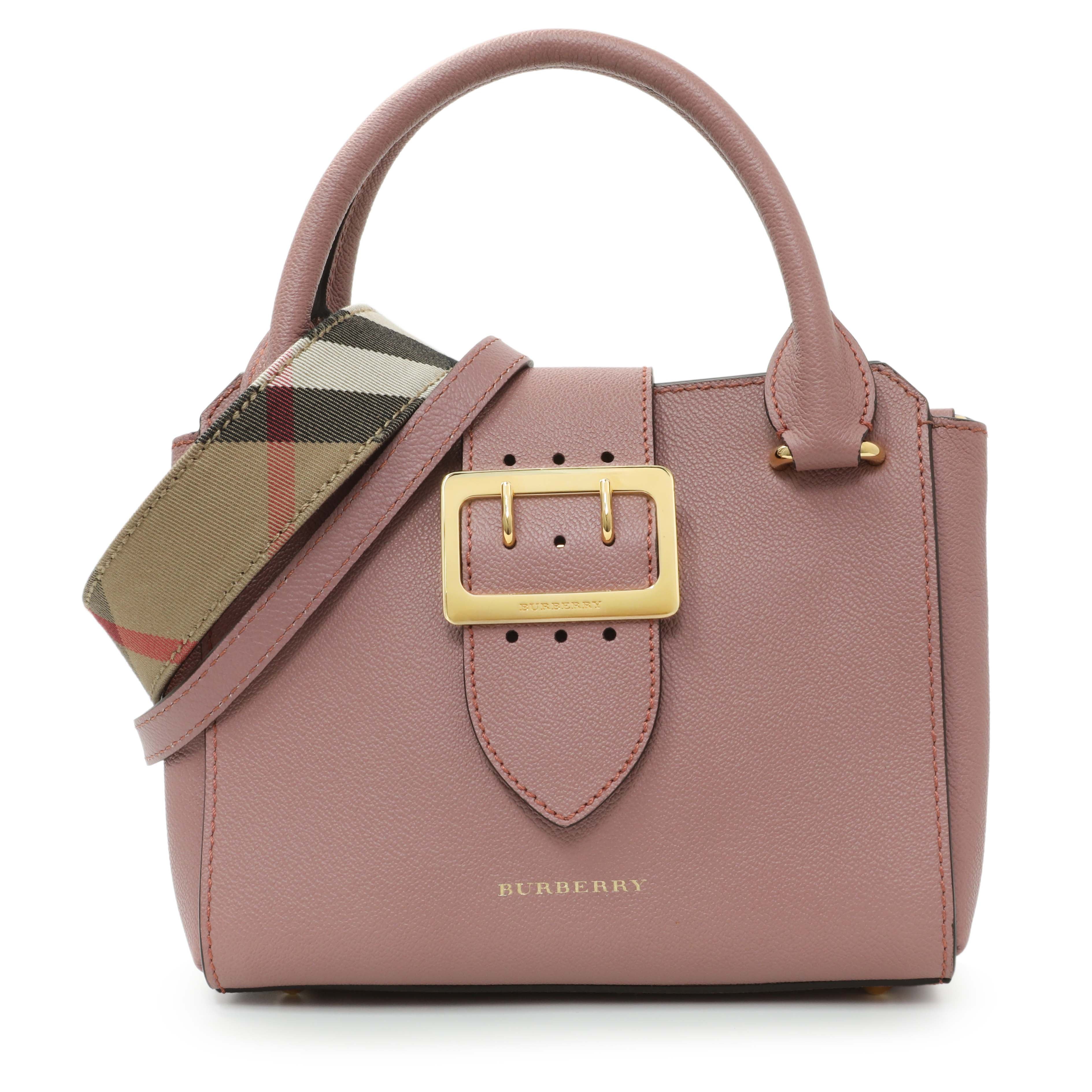 Burberry Dusty Pink Grained Calfskin Small Buckle Tote