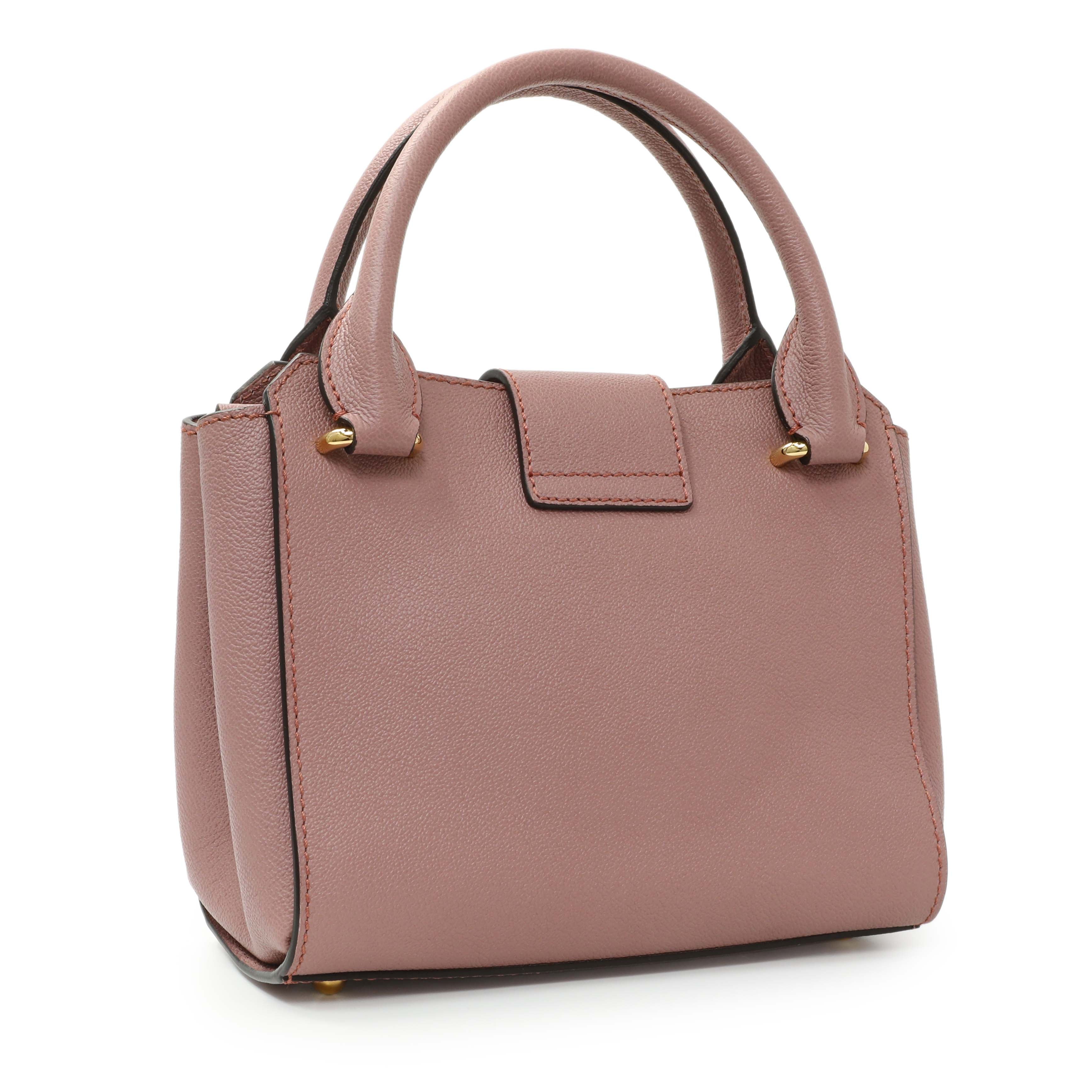 Burberry Dusty Pink Grained Calfskin Small Buckle Tote