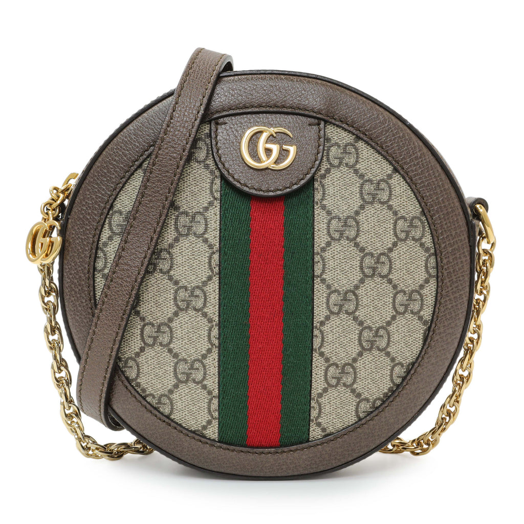 Gucci GG Supreme Monogram Web Mini Ophidia Round Shoulder Bag