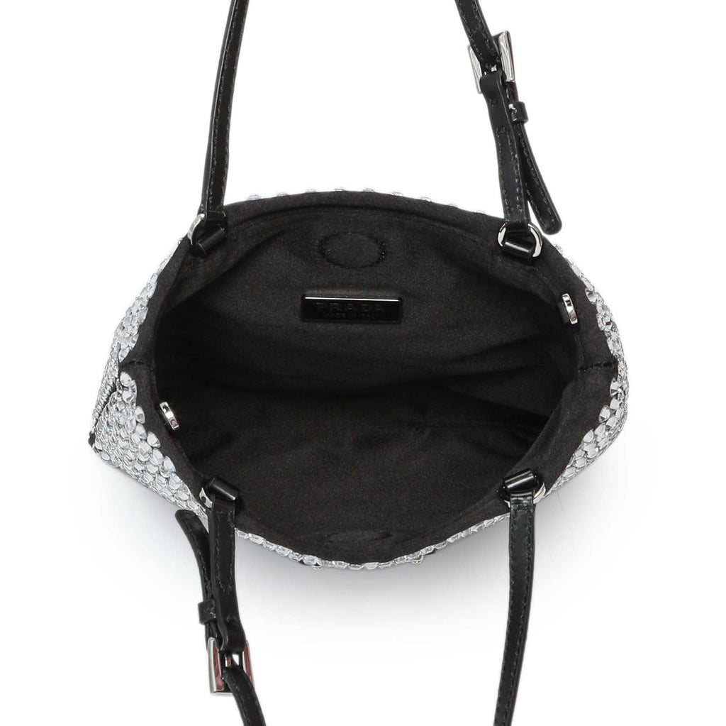Prada Black Satin Crystal Embellished Mini Tote