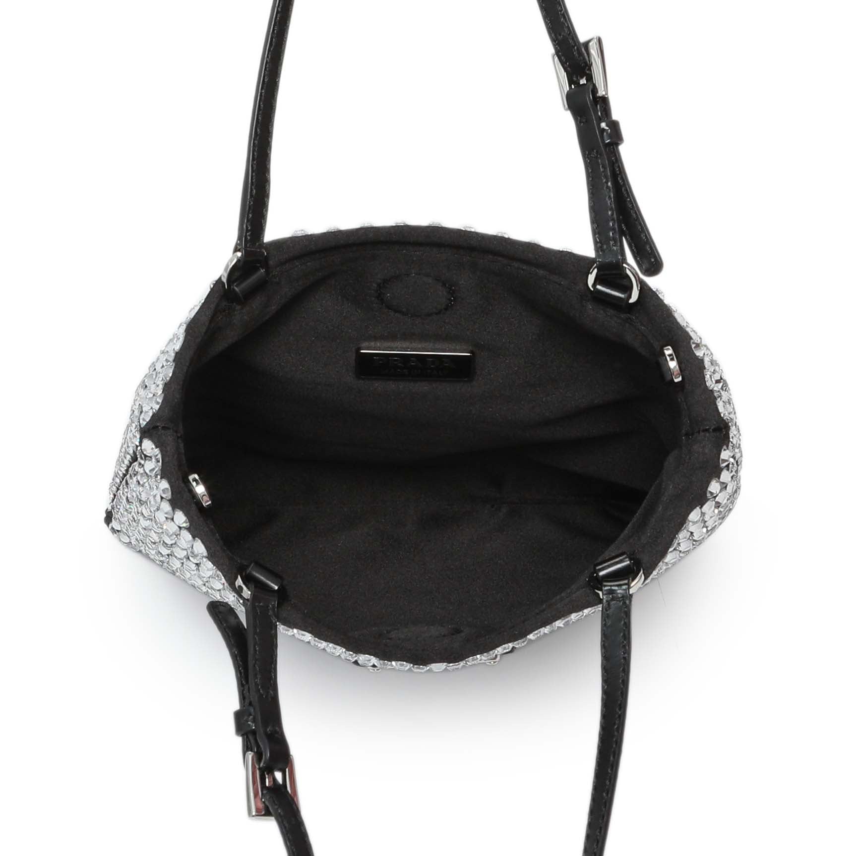 Prada Black Satin Crystal Embellished Mini Tote