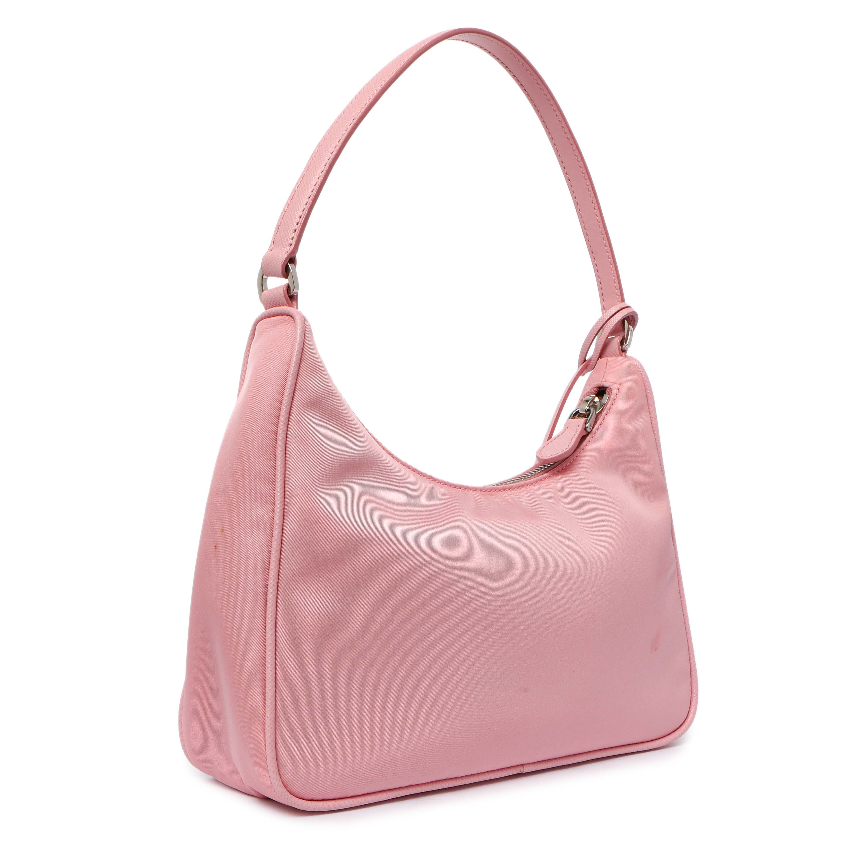 Prada Rosa Tessuto Nylon Saffiano Mini Re-Edition 2005 Bag