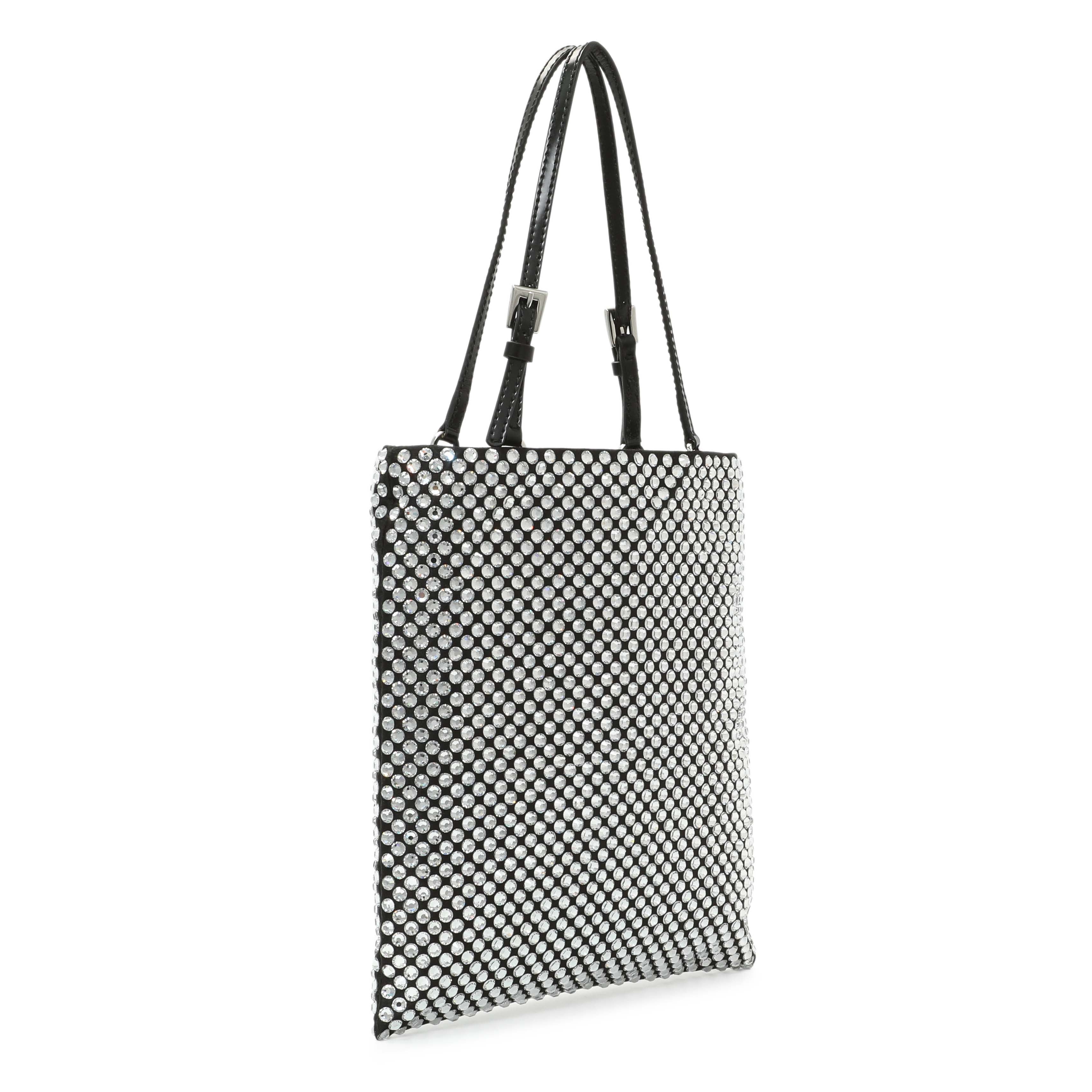 Prada Black Satin Crystal Embellished Mini Tote