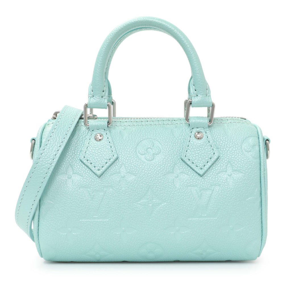 Louis Vuitton Pearly Lagoon Turquoise Empreinte Monogram Nano Speedy