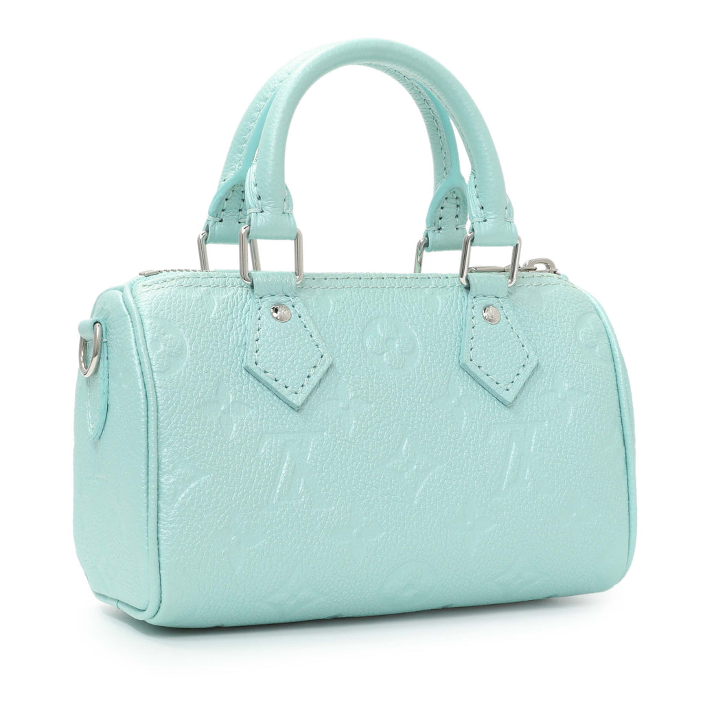 Louis Vuitton Pearly Lagoon Turquoise Empreinte Monogram Nano Speedy