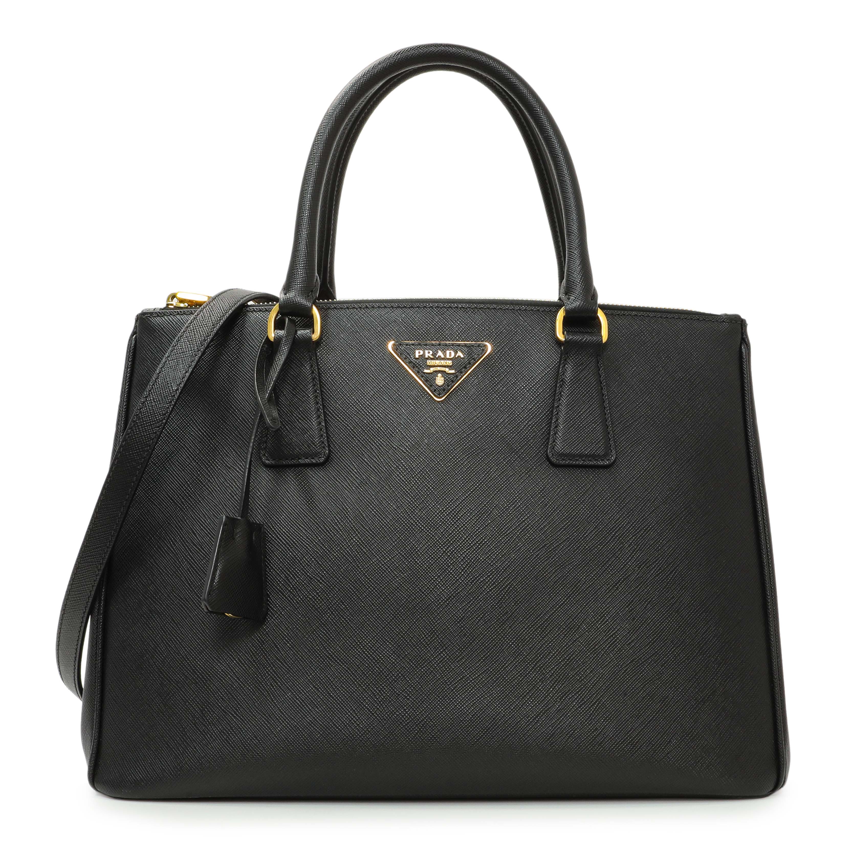 Prada Black Saffiano Medium Galleria Double Zip Tote