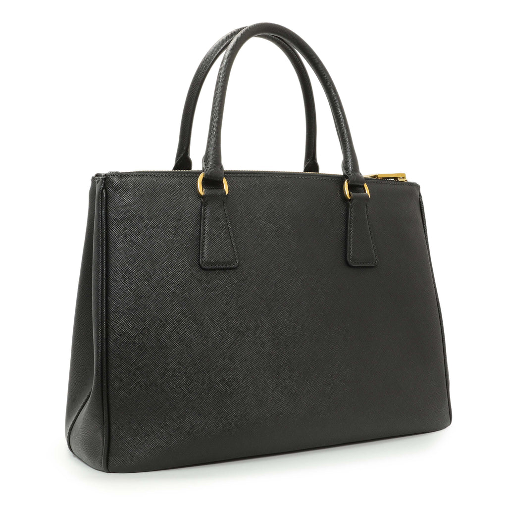 Prada Black Saffiano Medium Galleria Double Zip Tote