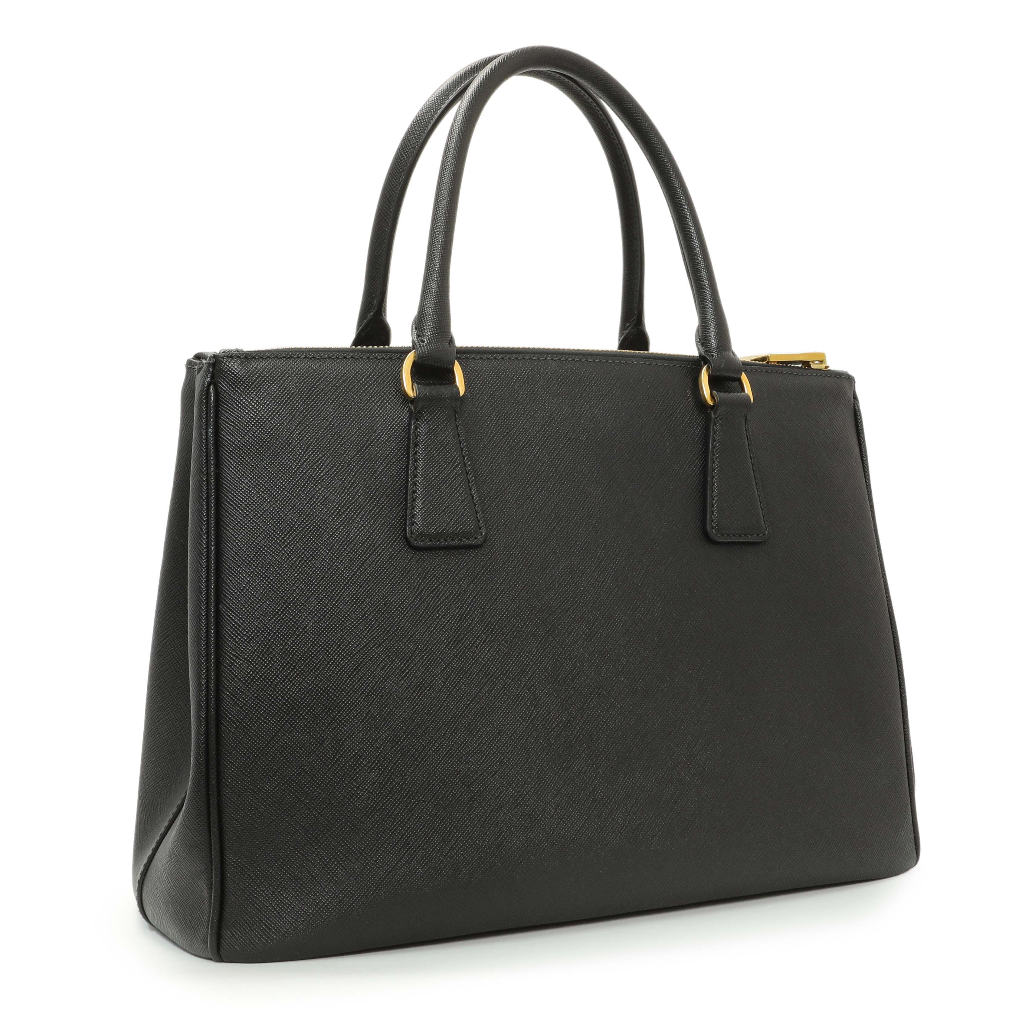 Prada Black Saffiano Medium Galleria Double Zip Tote