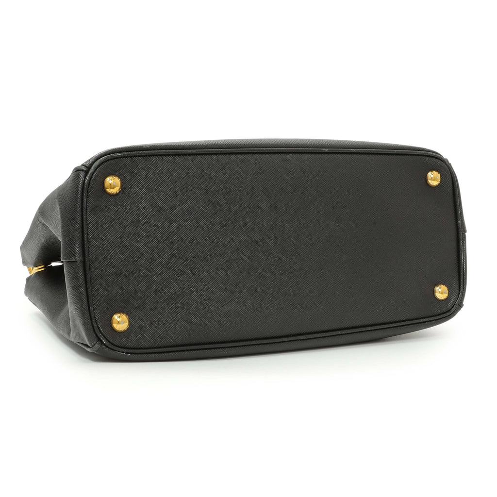 Prada Black Saffiano Medium Galleria Double Zip Tote