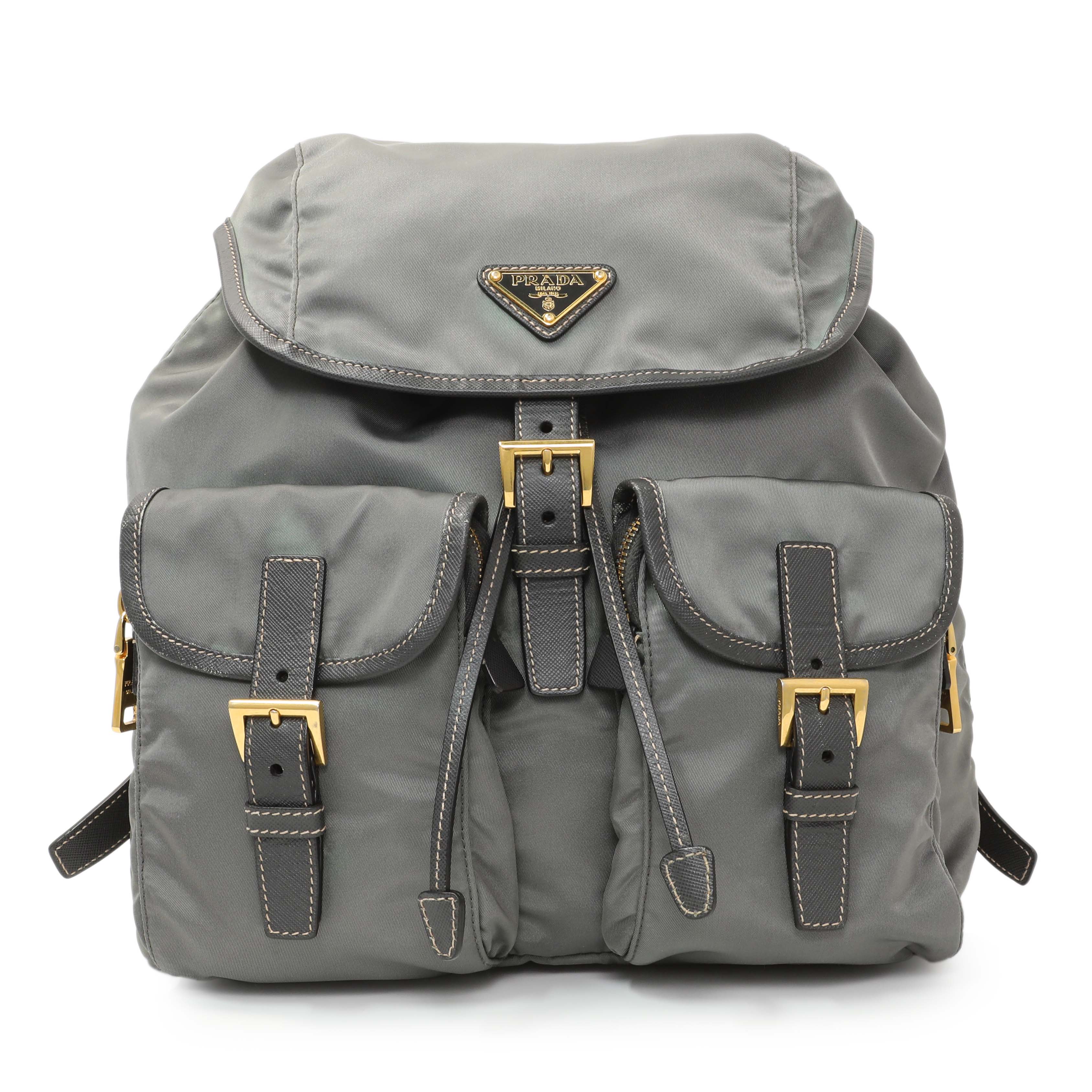 Prada Grey Tessuto Nylon Medium Backpack