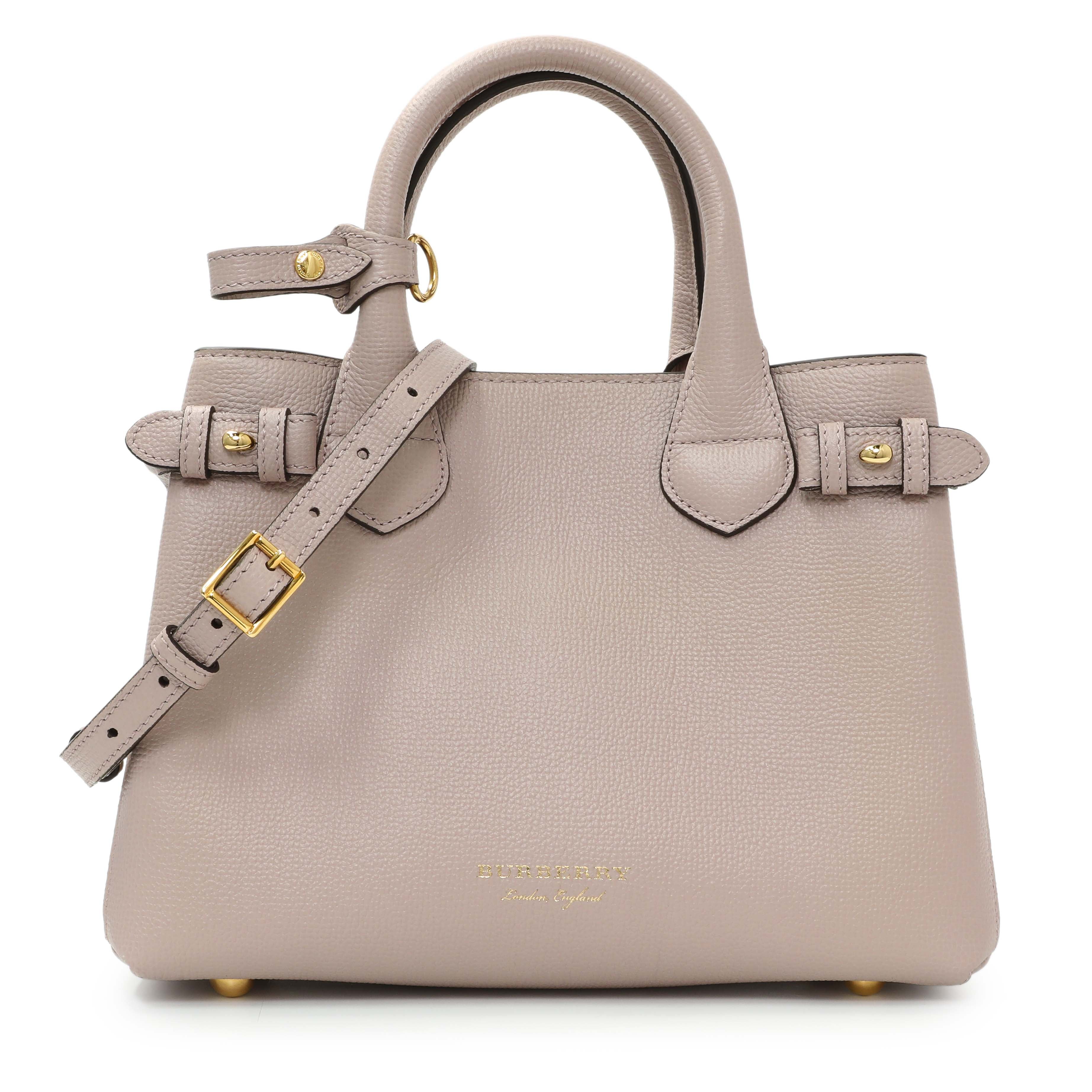 Burberry Derby Calfskin House Check Small Banner Tote