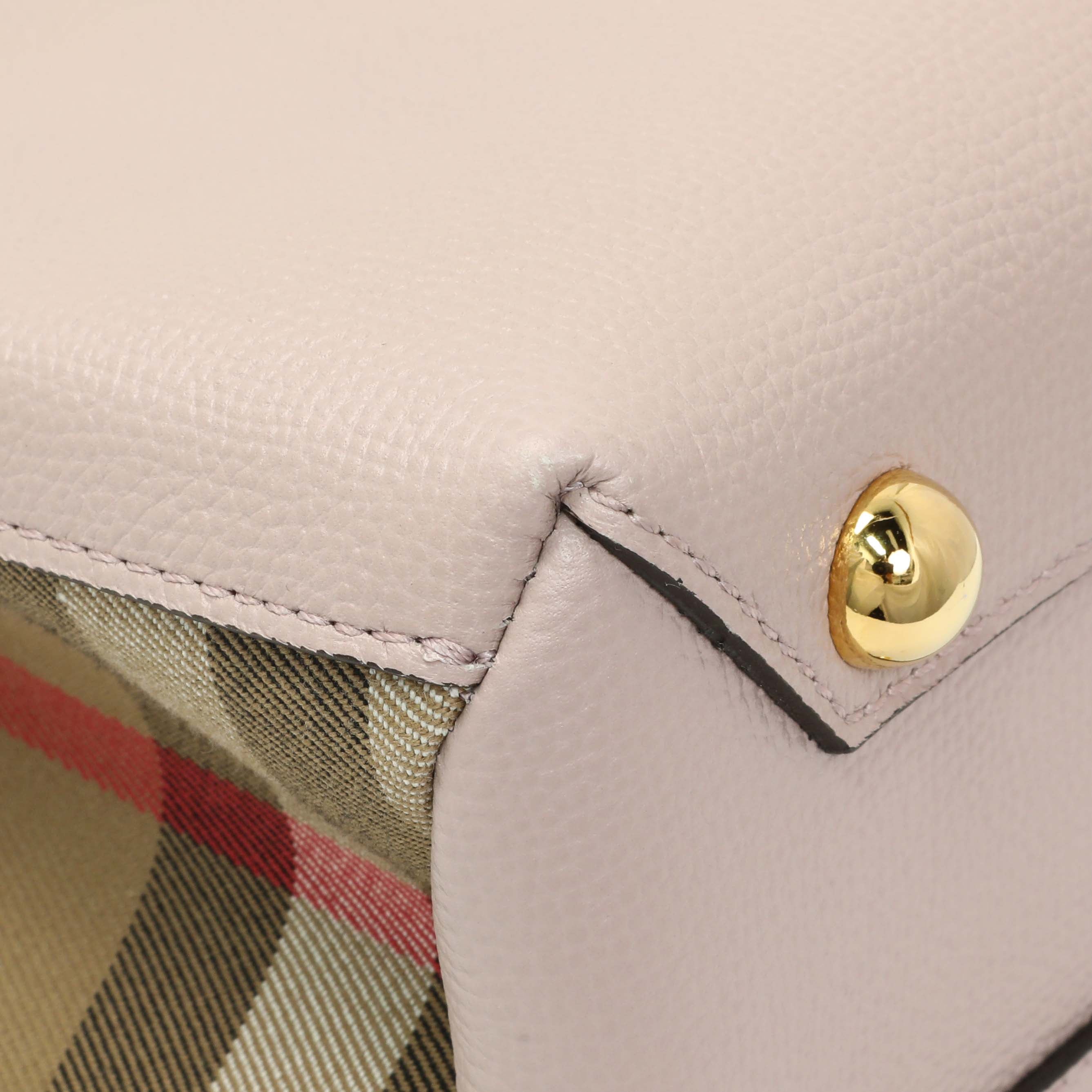 Burberry Derby Calfskin House Check Small Banner Tote