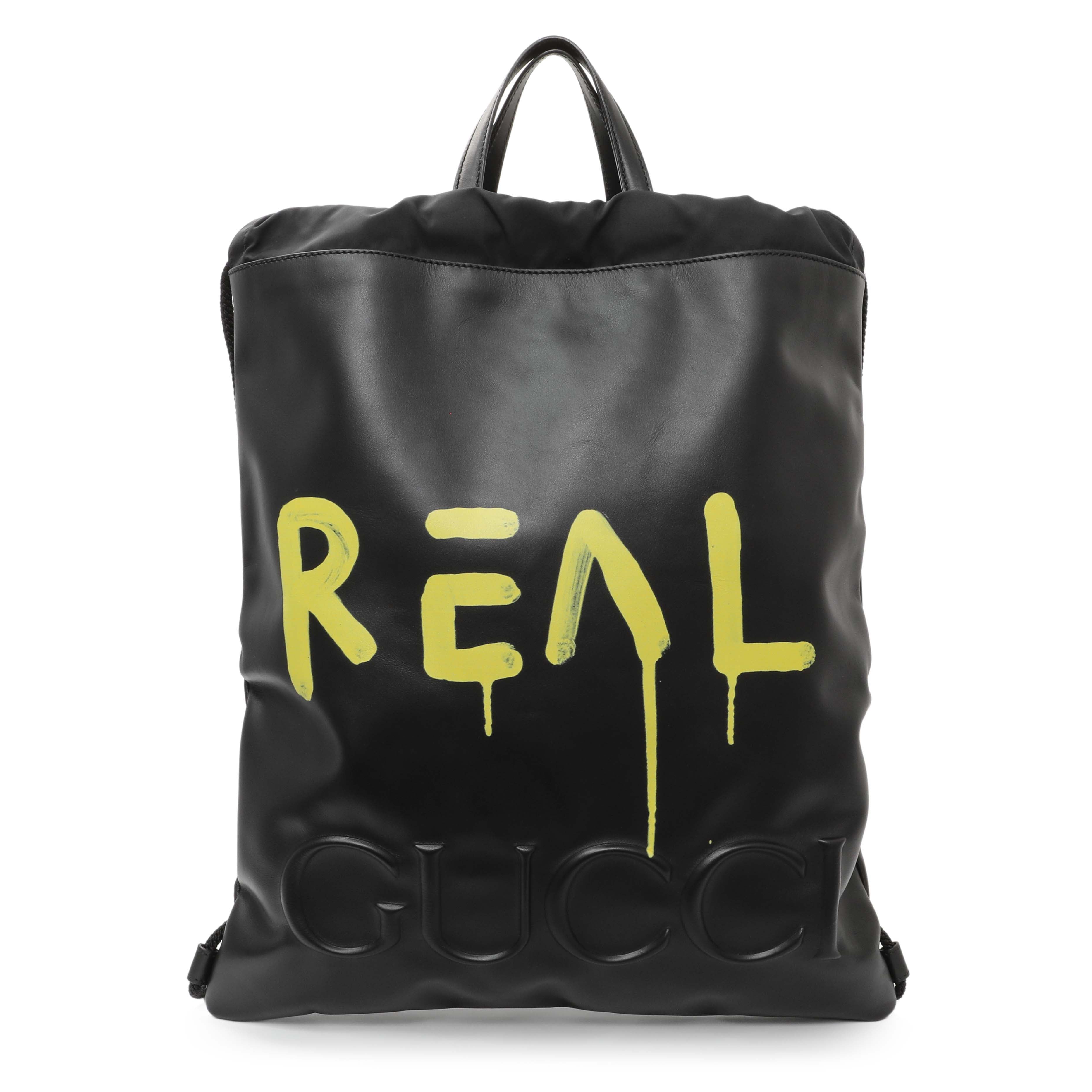 Gucci Black Calfskin GucciGhost Drawstring Backpack