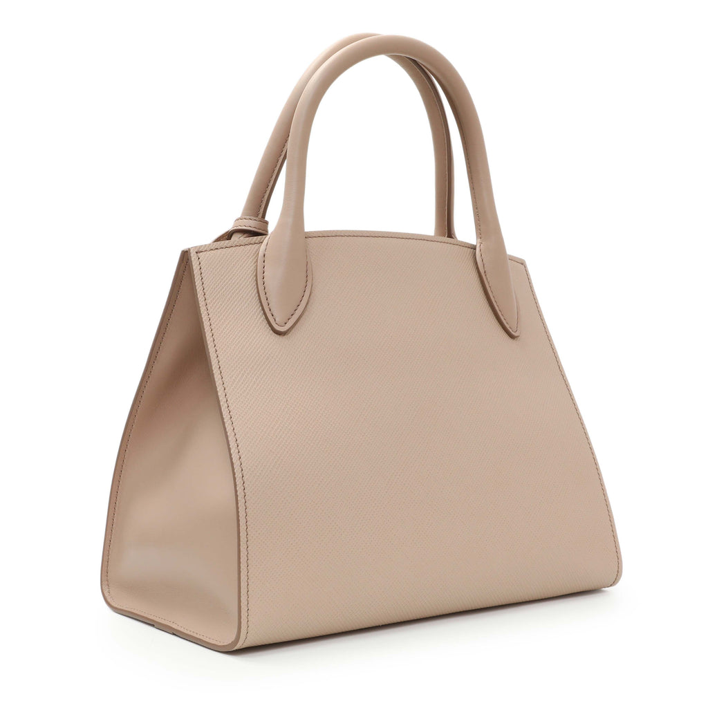 Prada Saffiano Cipria Cuir Calfskin Small Monochrome Top Handle Tote