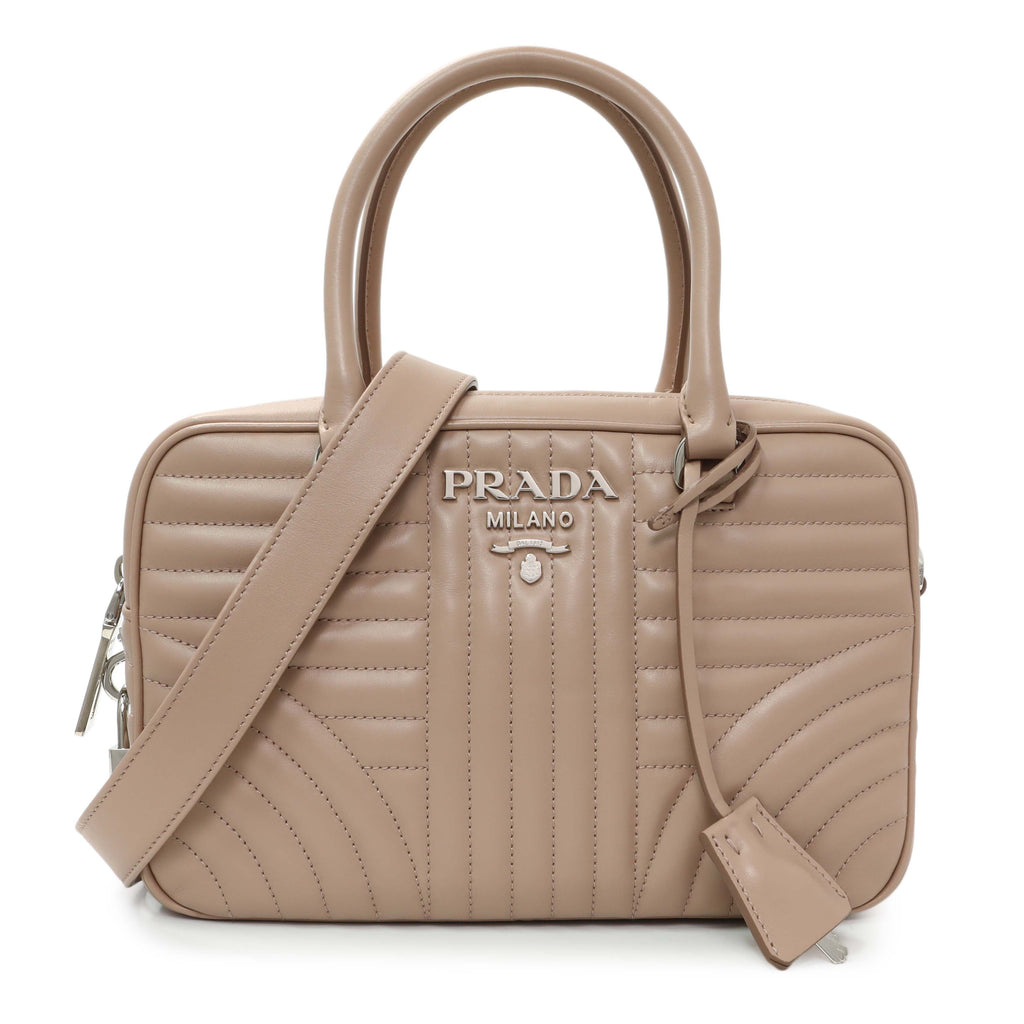 Prada Cipria Soft Calfskin Impunture Diagramme Top Handle Crossbody Bag